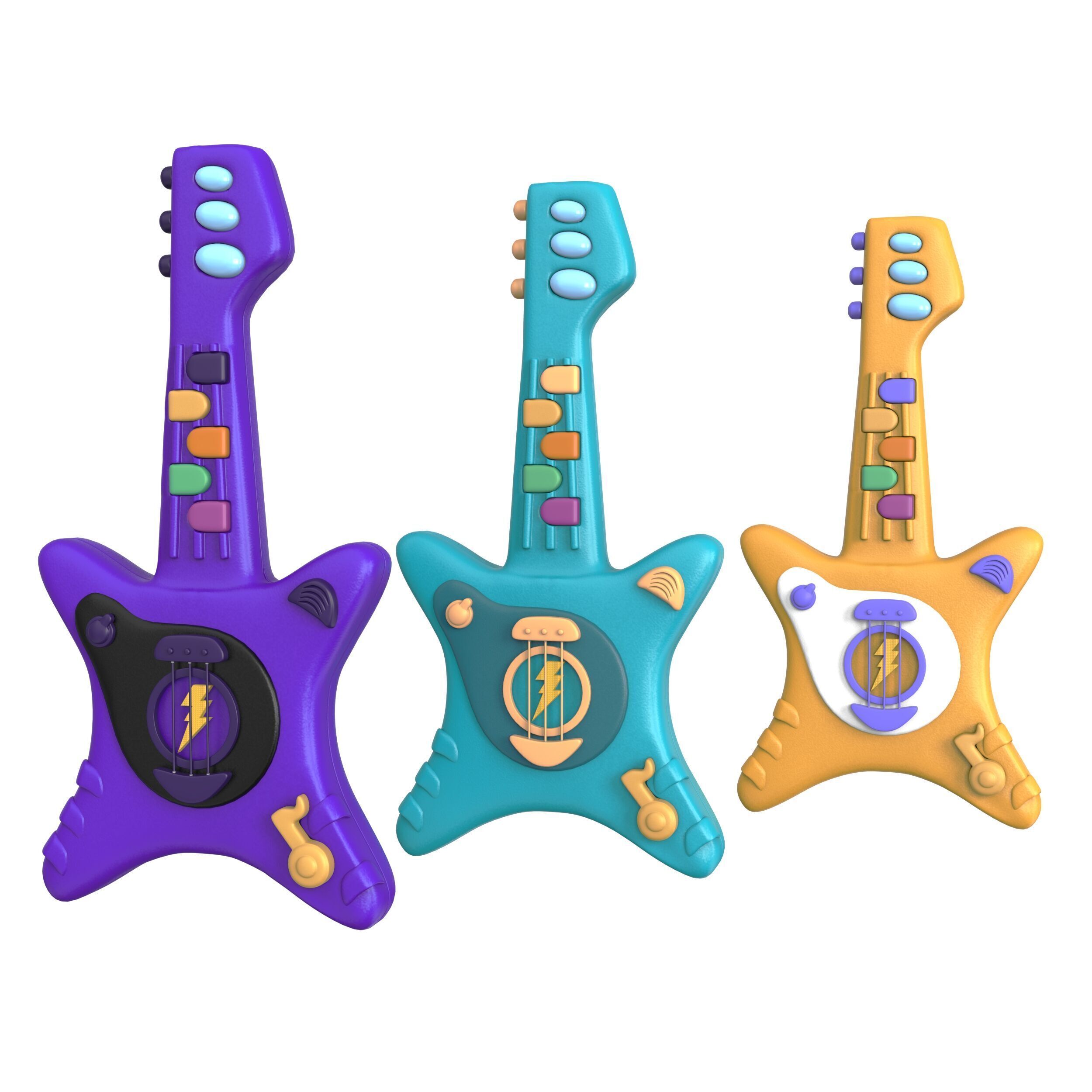 Kid Toy Plastic Electric Guitar 3D model_4