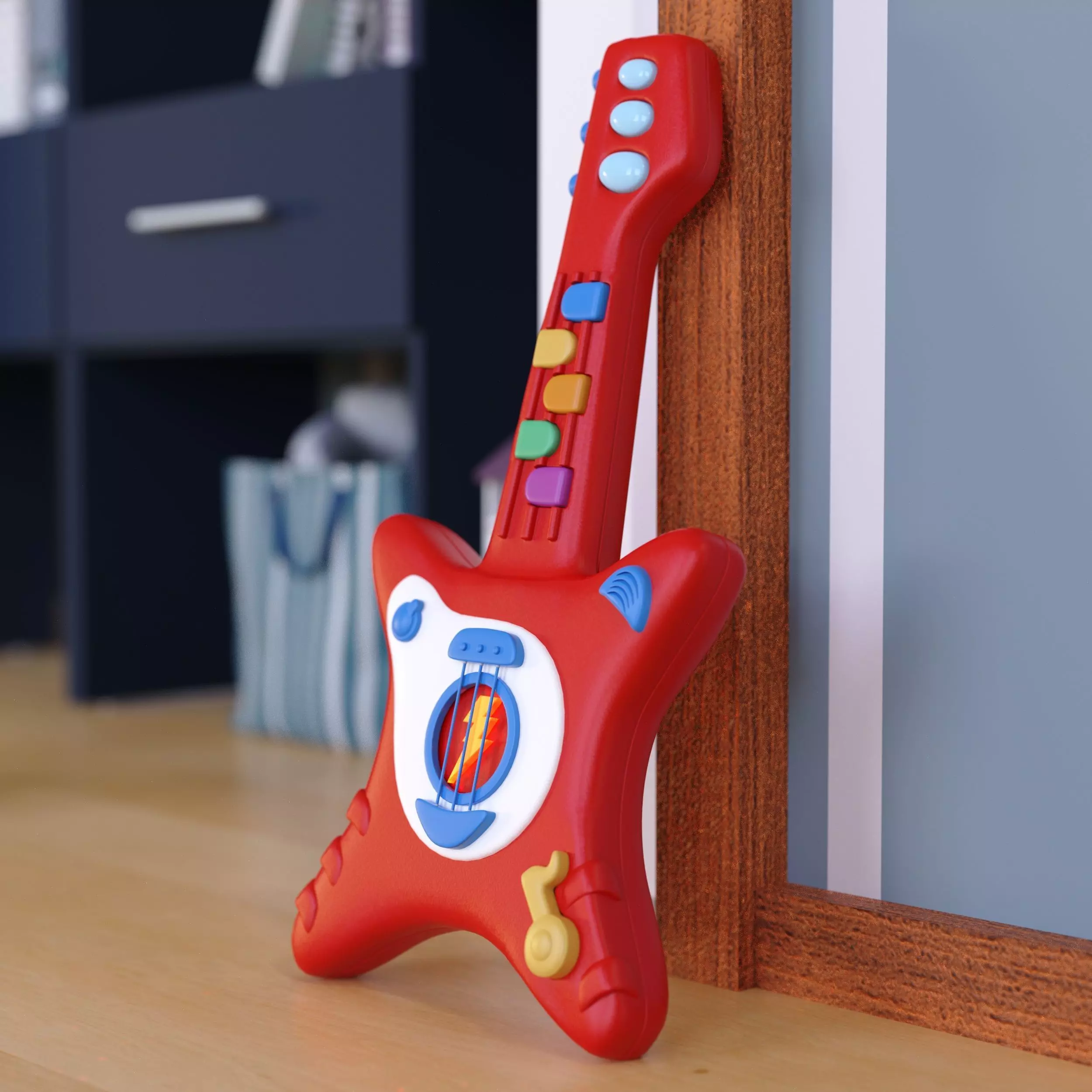 Kid Toy Plastic Electric Guitar 3D model_0