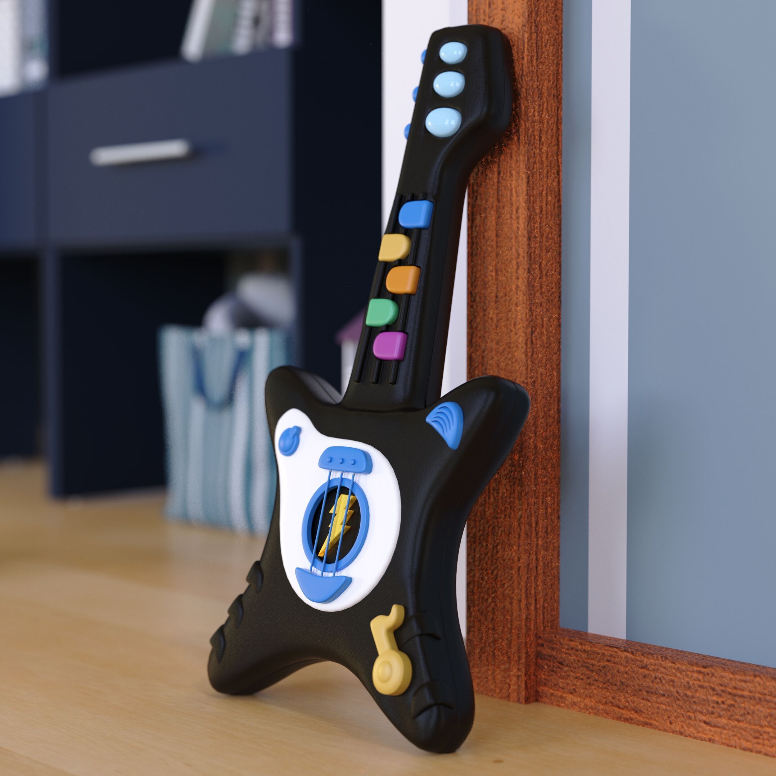 Kid Toy Plastic Electric Guitar 3D model_1