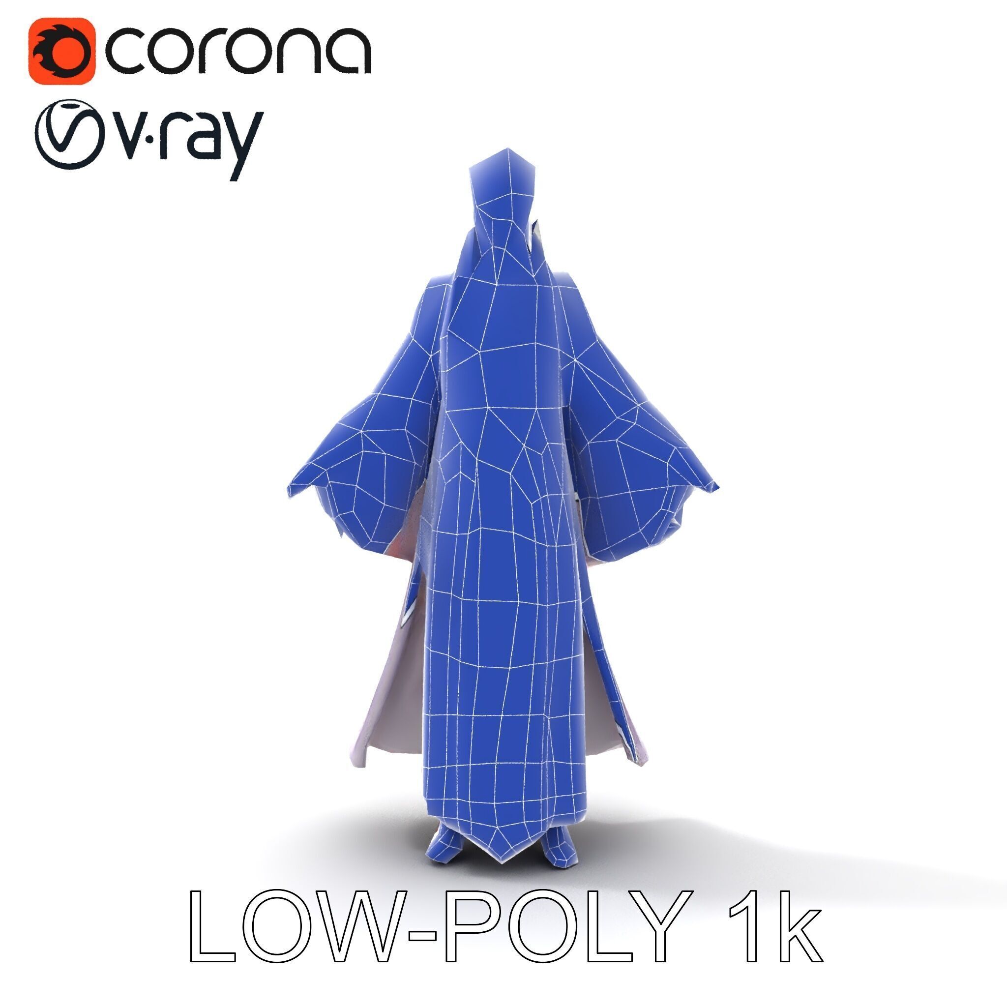 Elegant Sorceress D Character Model with Flowing Robes Low-poly 3D model_31
