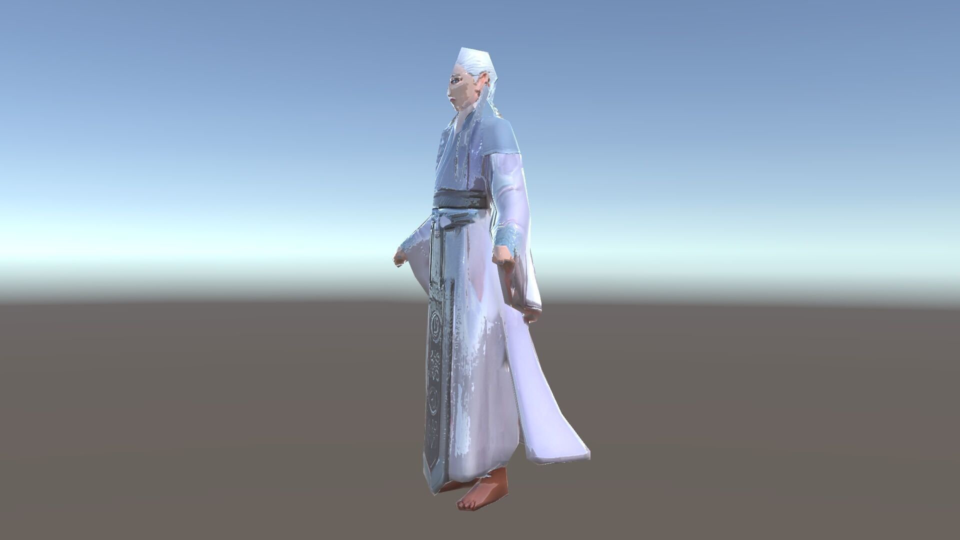 Elegant Sorceress D Character Model with Flowing Robes Low-poly 3D model_7