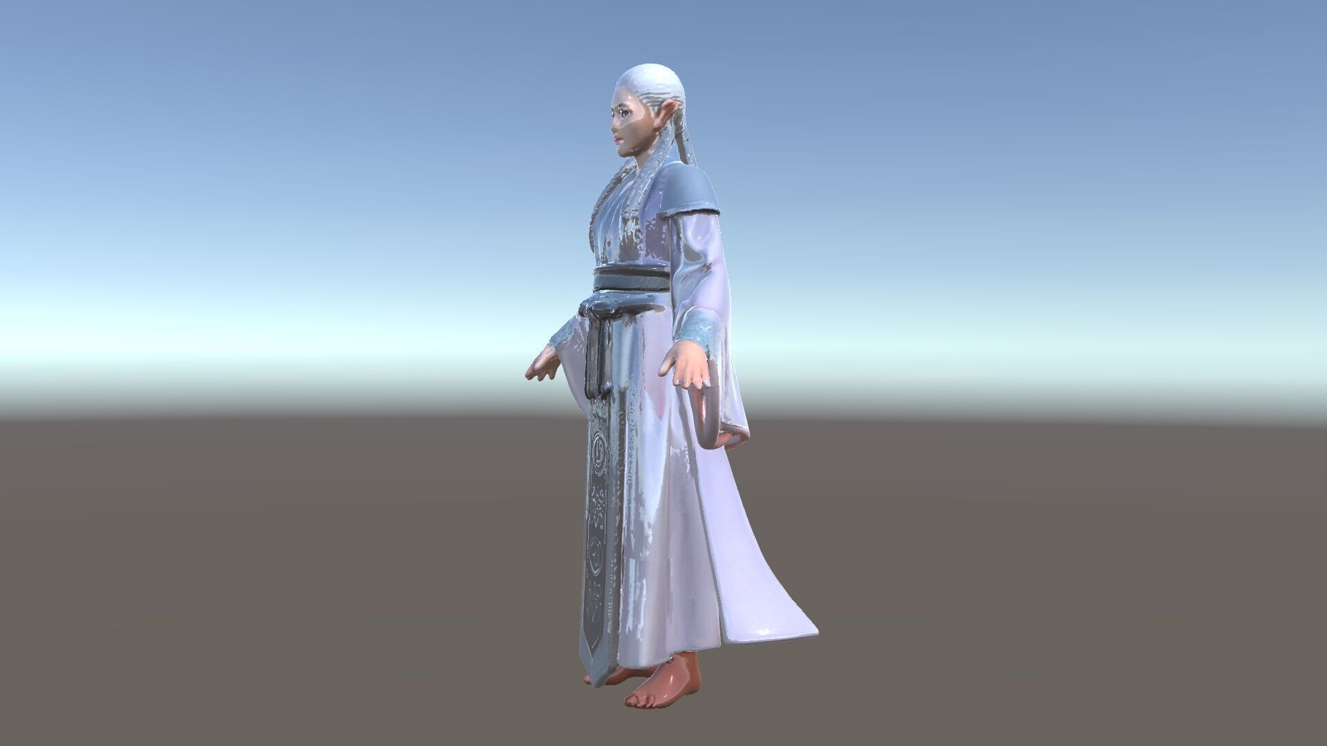 Elegant Sorceress D Character Model with Flowing Robes Low-poly 3D model_5