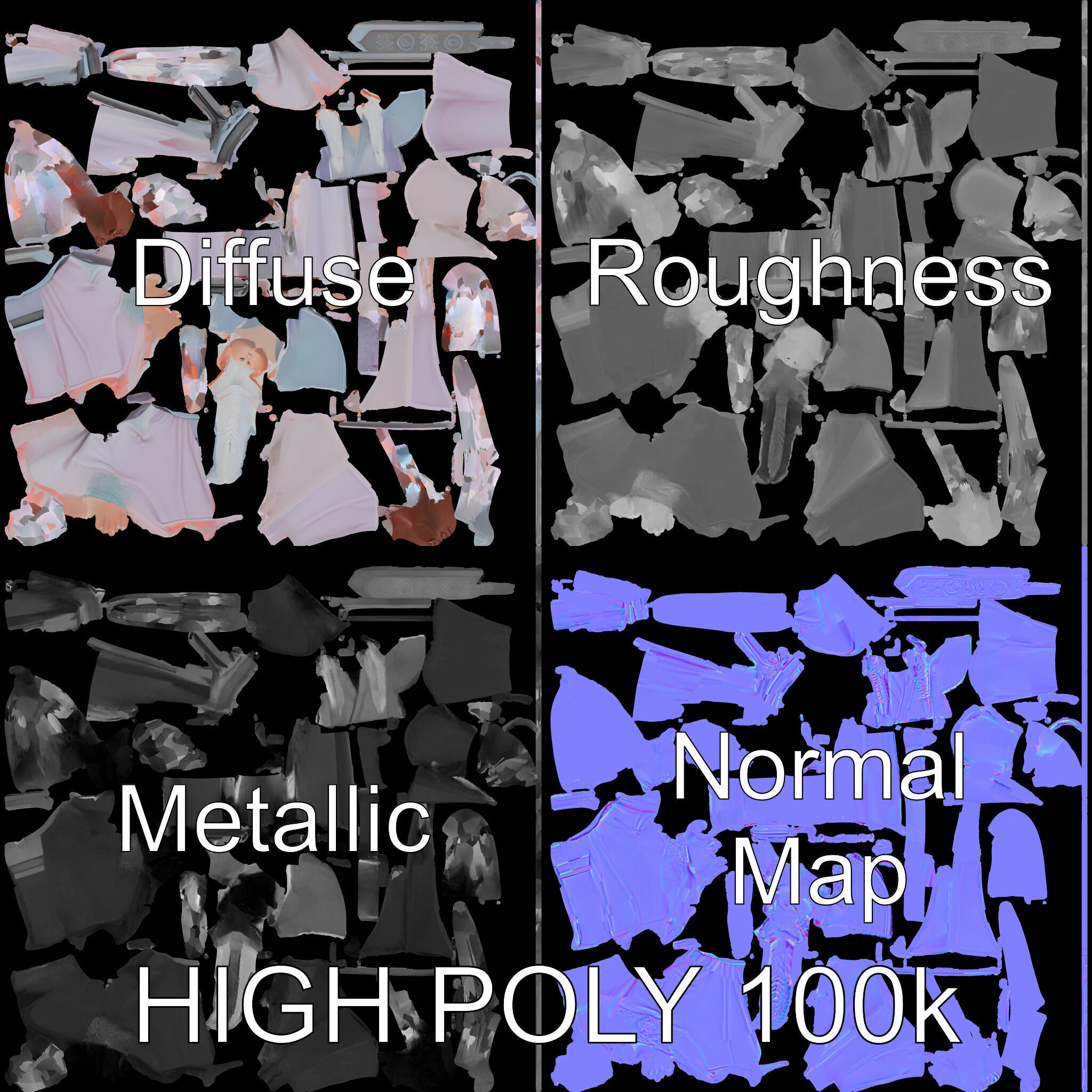 Elegant Sorceress D Character Model with Flowing Robes Low-poly 3D model_2