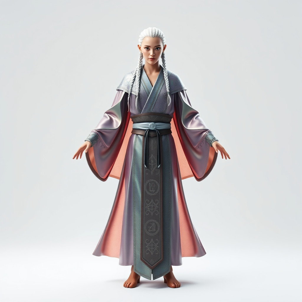 Elegant Sorceress D Character Model with Flowing Robes Low-poly 3D model_4