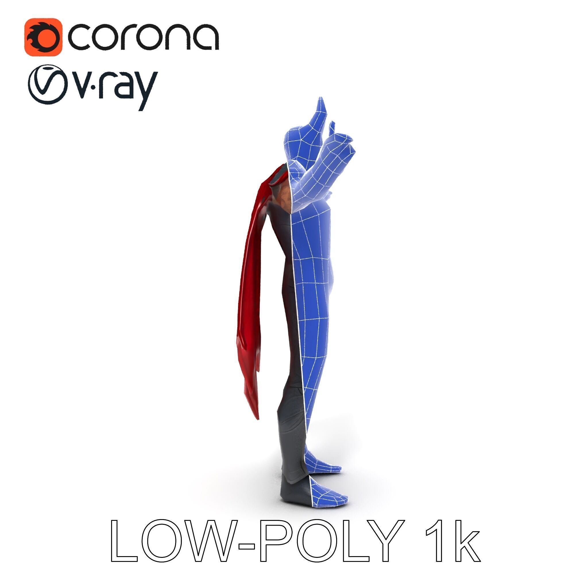 Demonic Warrior with Armor and Horns D Character Model Low-poly 3D model_24