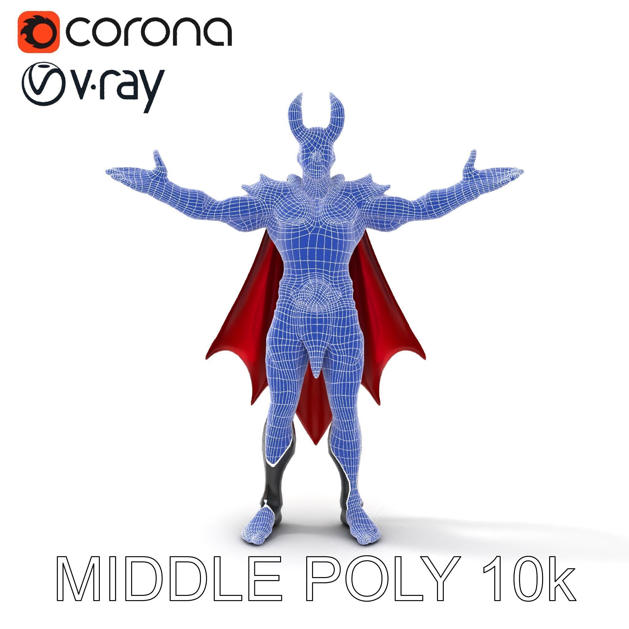Demonic Warrior with Armor and Horns D Character Model Low-poly 3D model_23