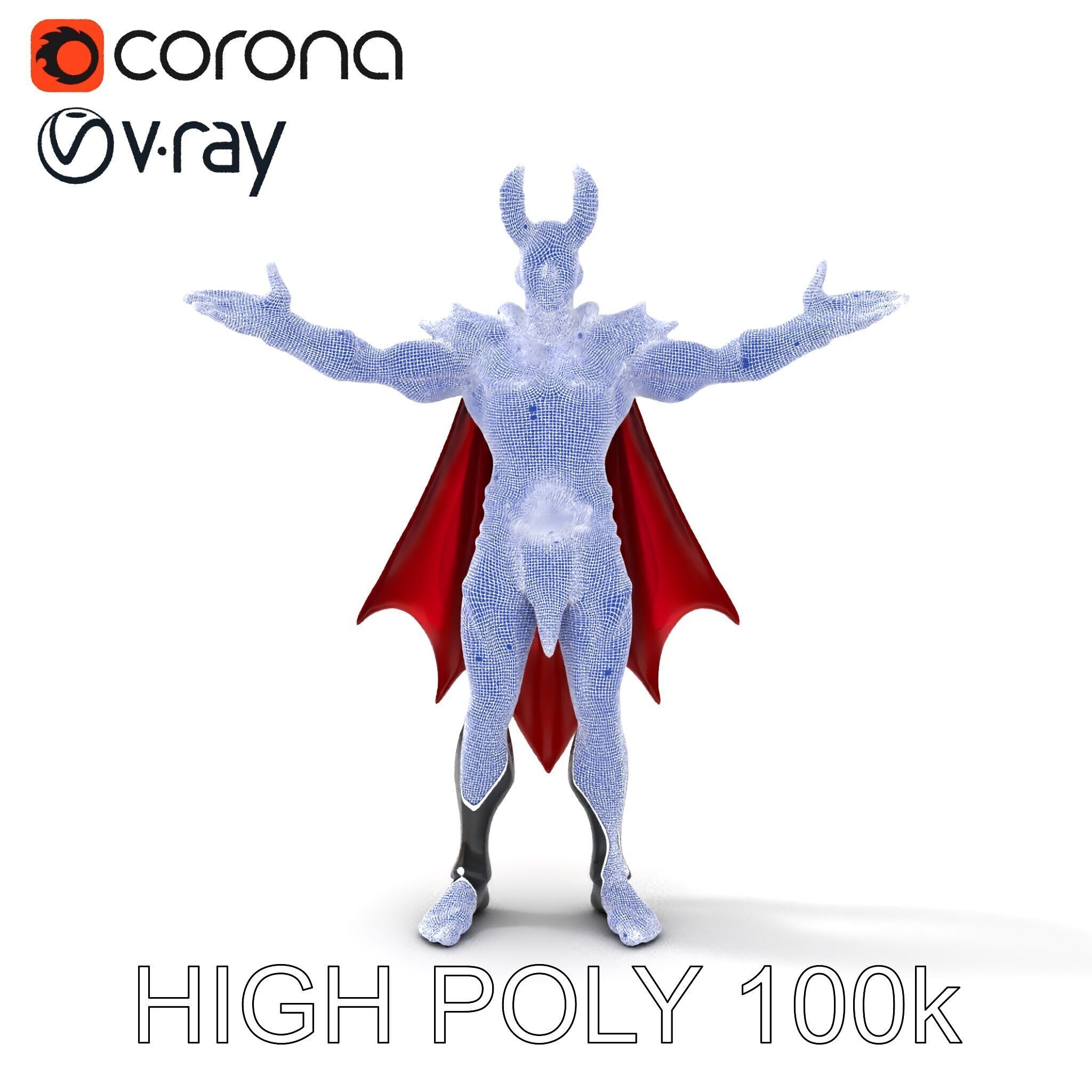 Demonic Warrior with Armor and Horns D Character Model Low-poly 3D model_36