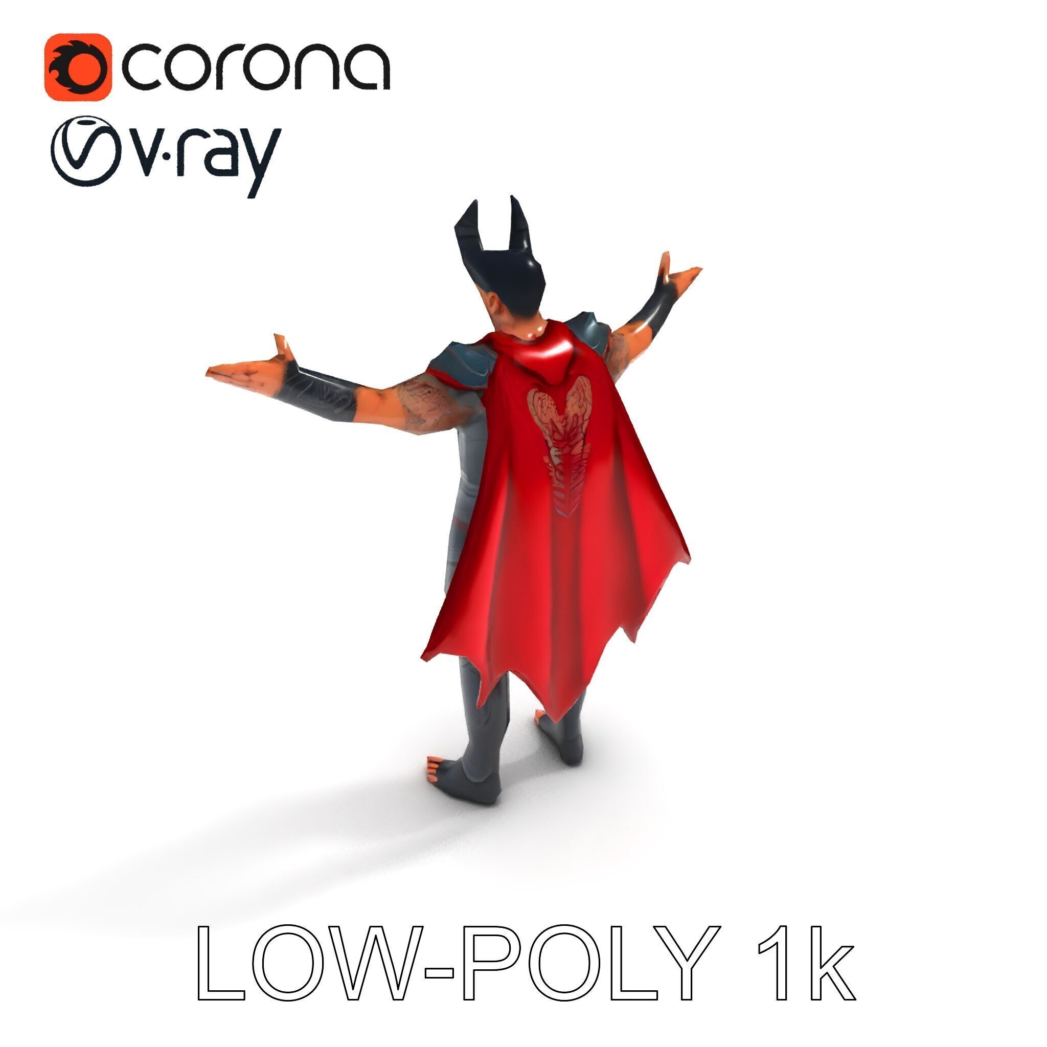 Demonic Warrior with Armor and Horns D Character Model Low-poly 3D model_33