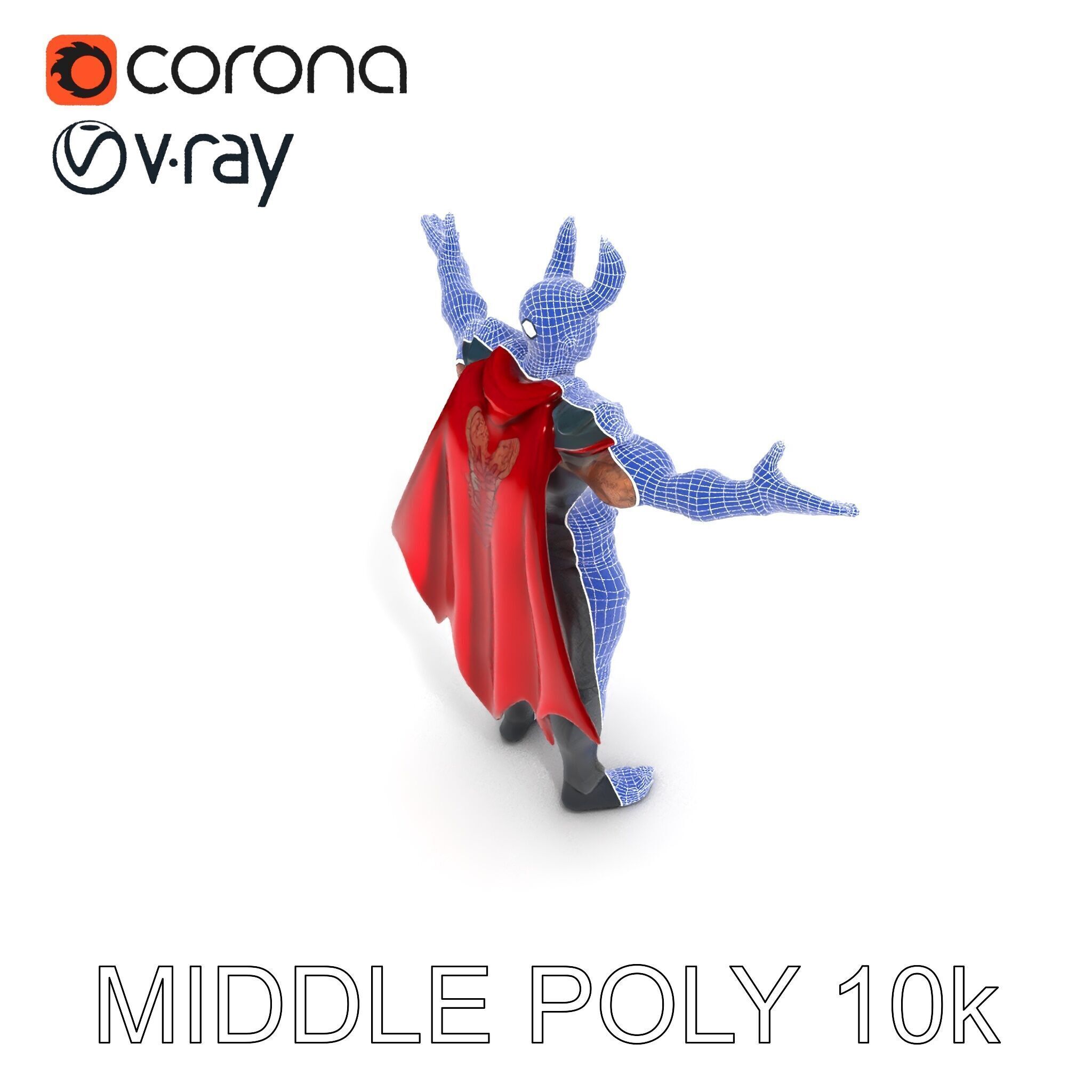 Demonic Warrior with Armor and Horns D Character Model Low-poly 3D model_30