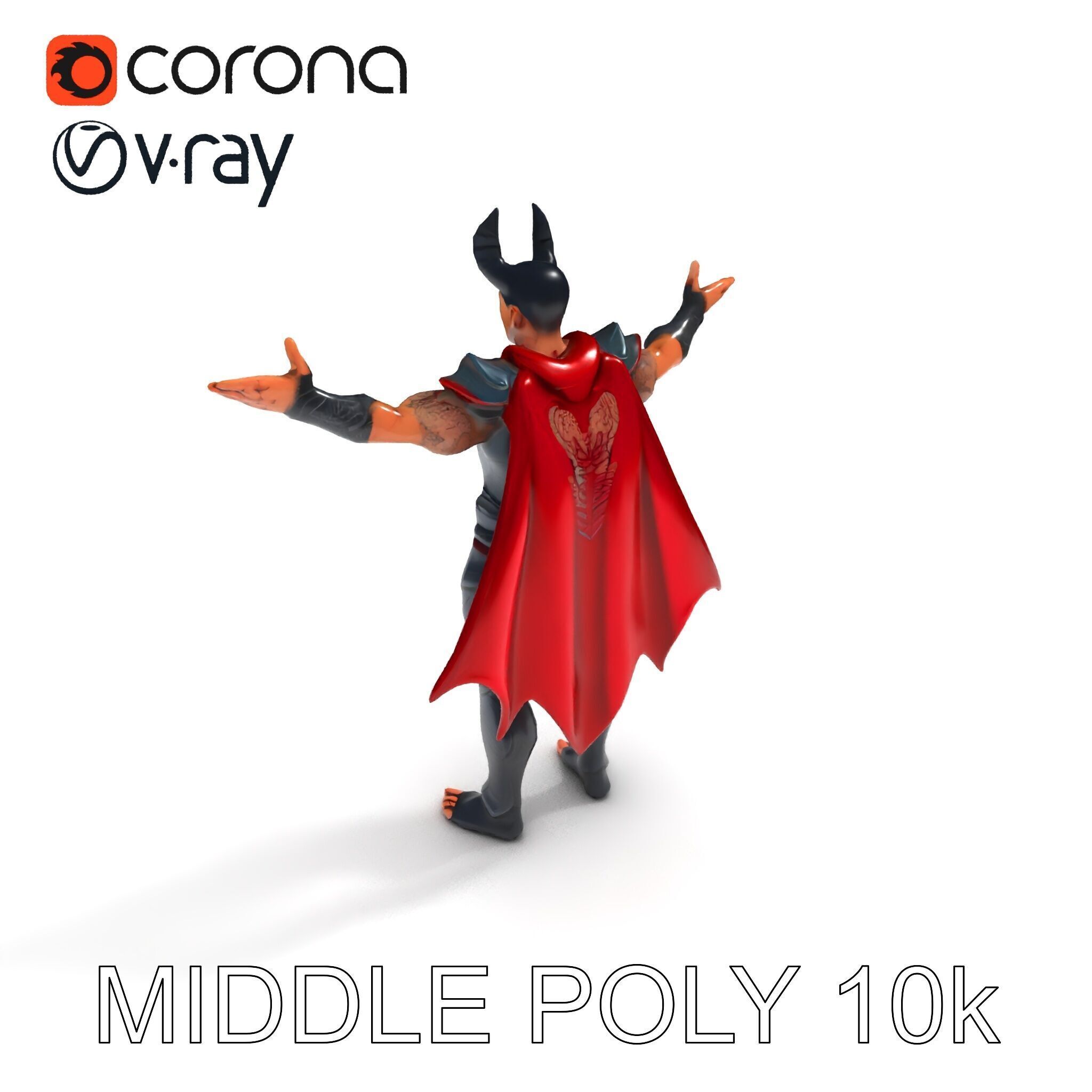 Demonic Warrior with Armor and Horns D Character Model Low-poly 3D model_9
