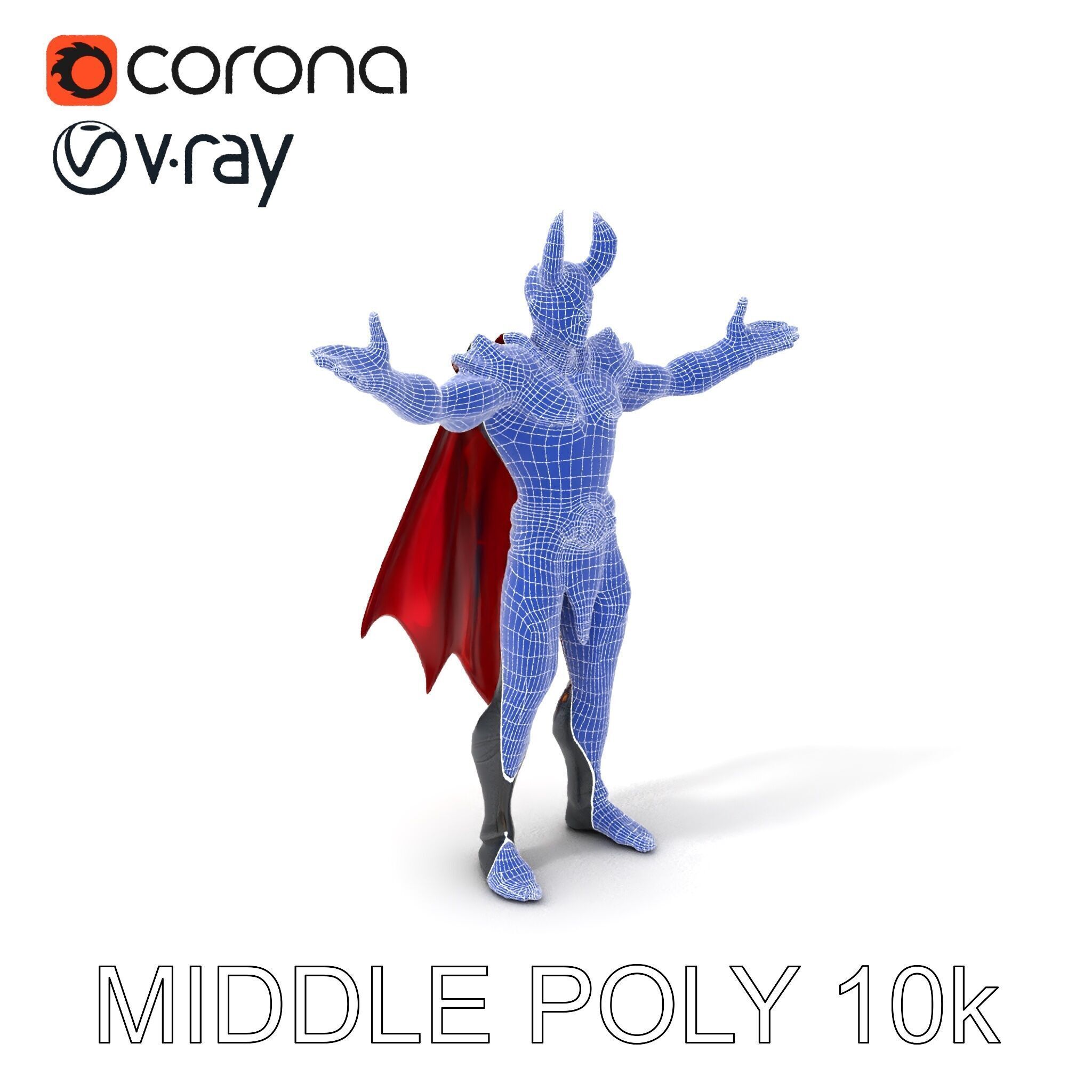 Demonic Warrior with Armor and Horns D Character Model Low-poly 3D model_35