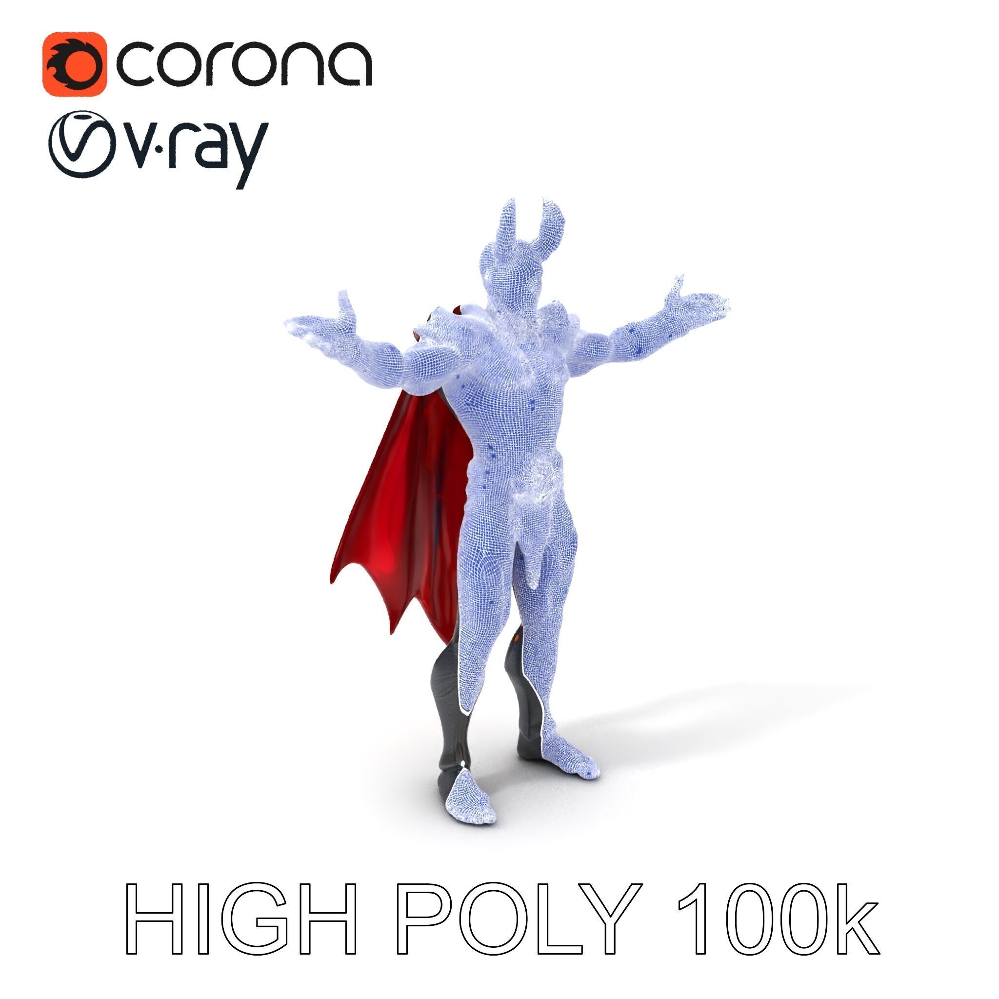 Demonic Warrior with Armor and Horns D Character Model Low-poly 3D model_3