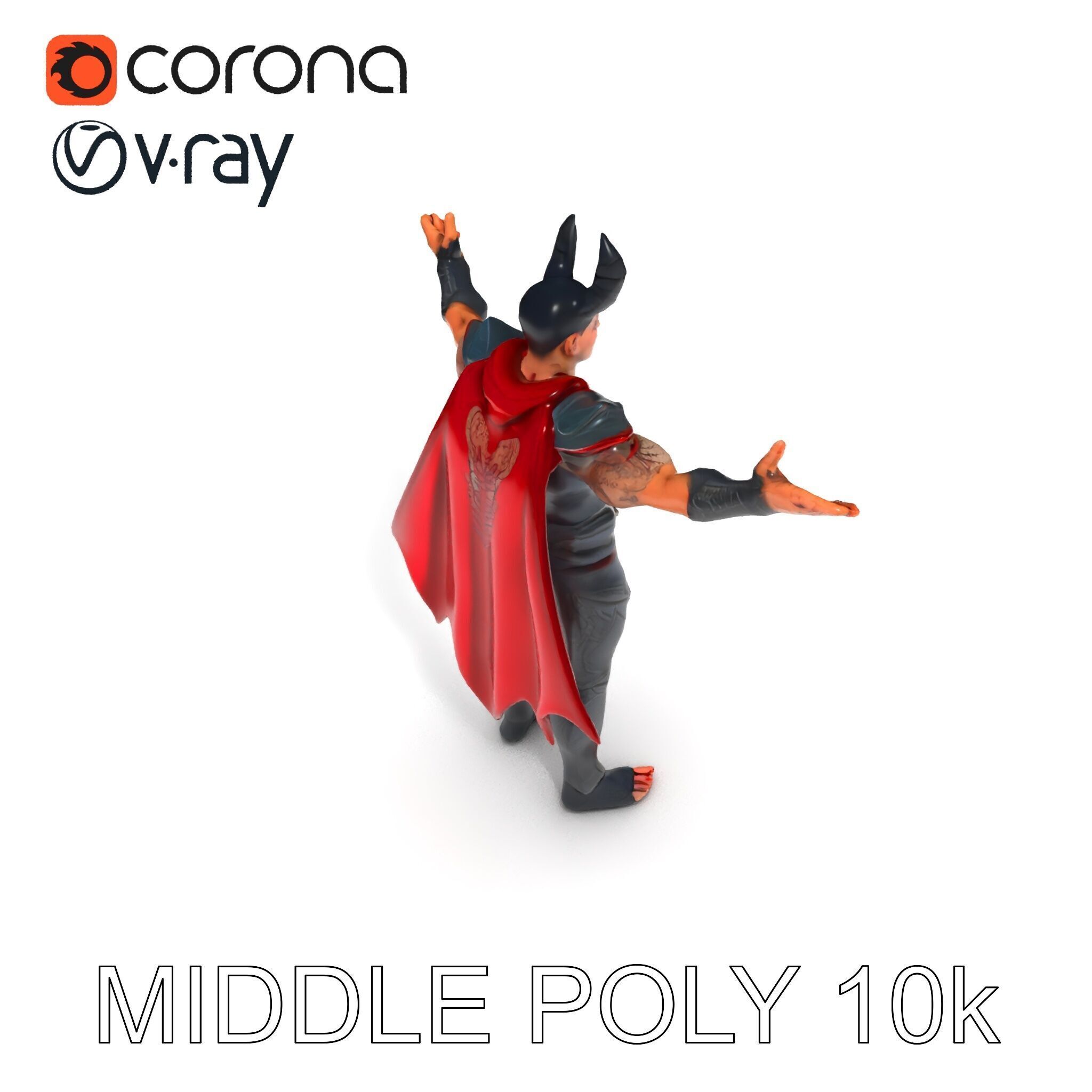 Demonic Warrior with Armor and Horns D Character Model Low-poly 3D model_11