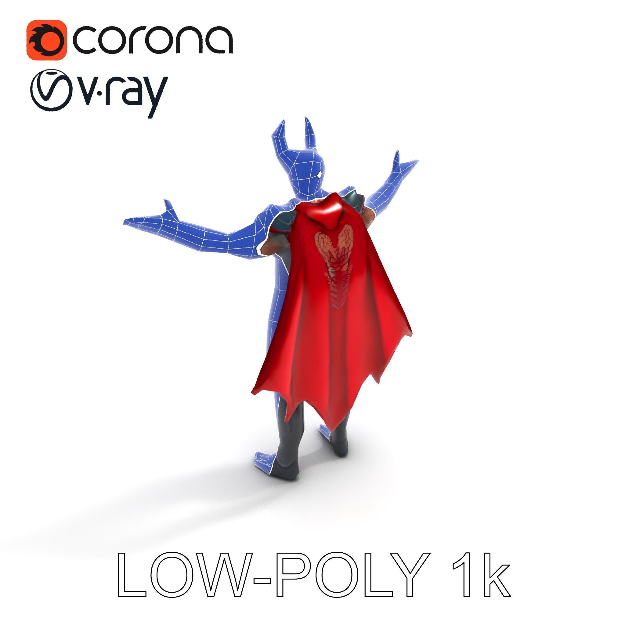 Demonic Warrior with Armor and Horns D Character Model Low-poly 3D model_12