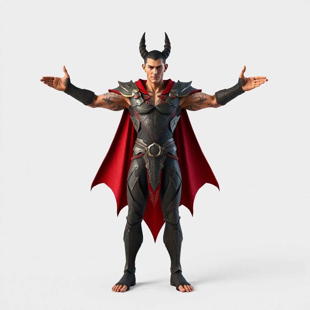 Demonic Warrior with Armor and Horns D Character Model Low-poly 3D model_4