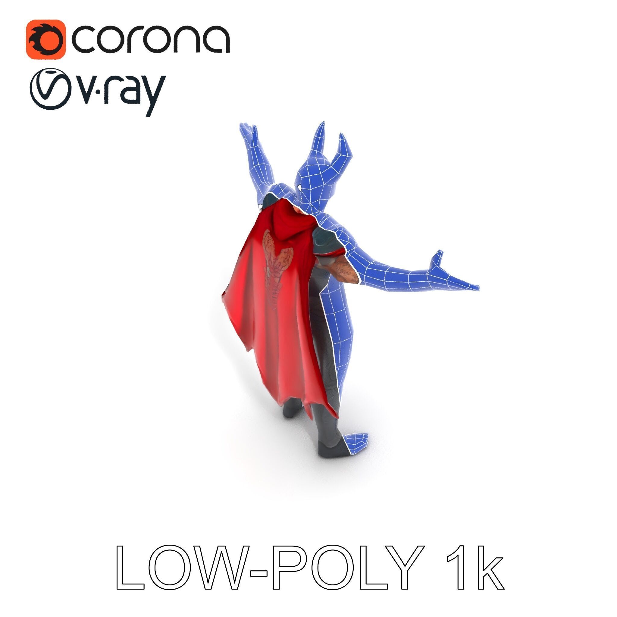 Demonic Warrior with Armor and Horns D Character Model Low-poly 3D model_31