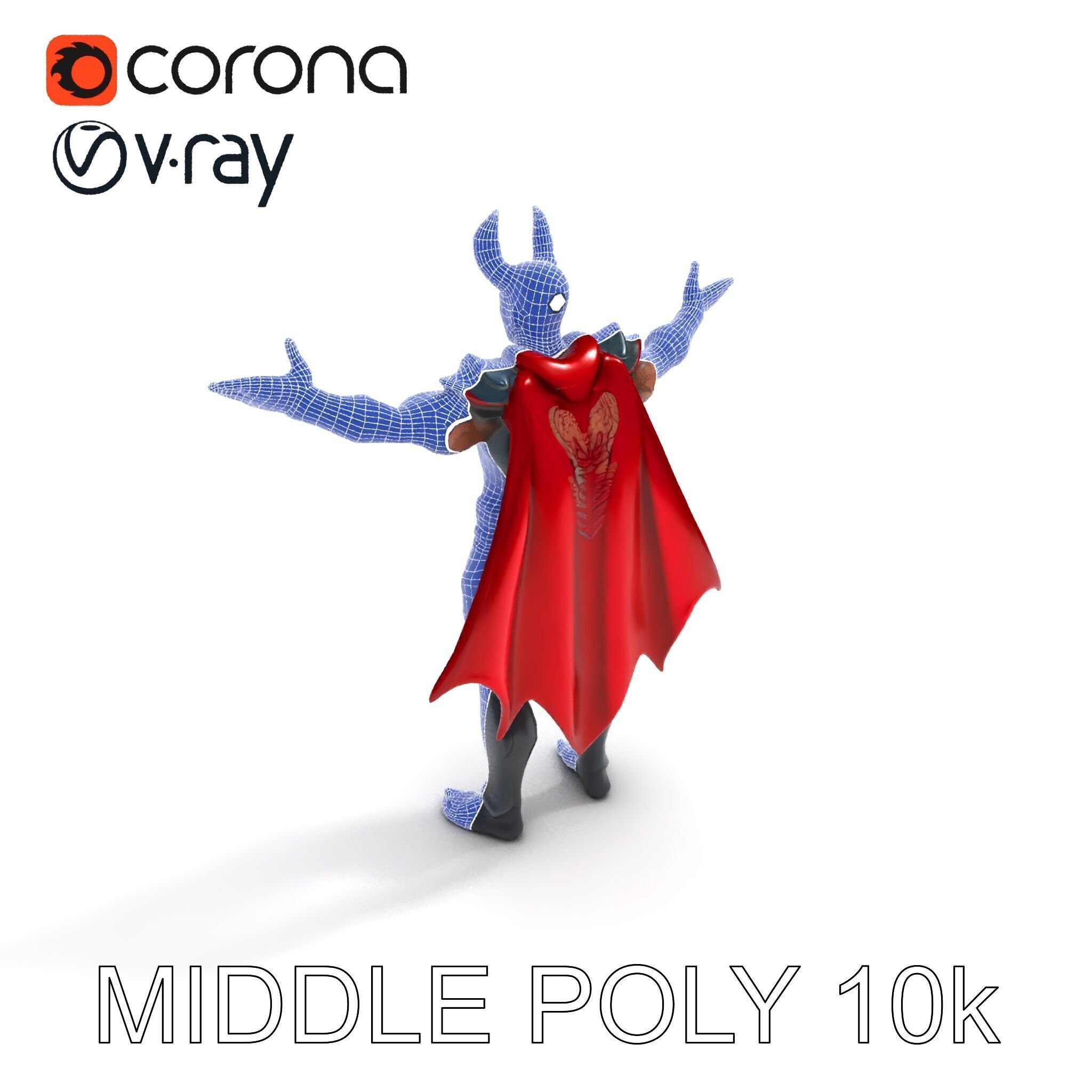 Demonic Warrior with Armor and Horns D Character Model Low-poly 3D model_20