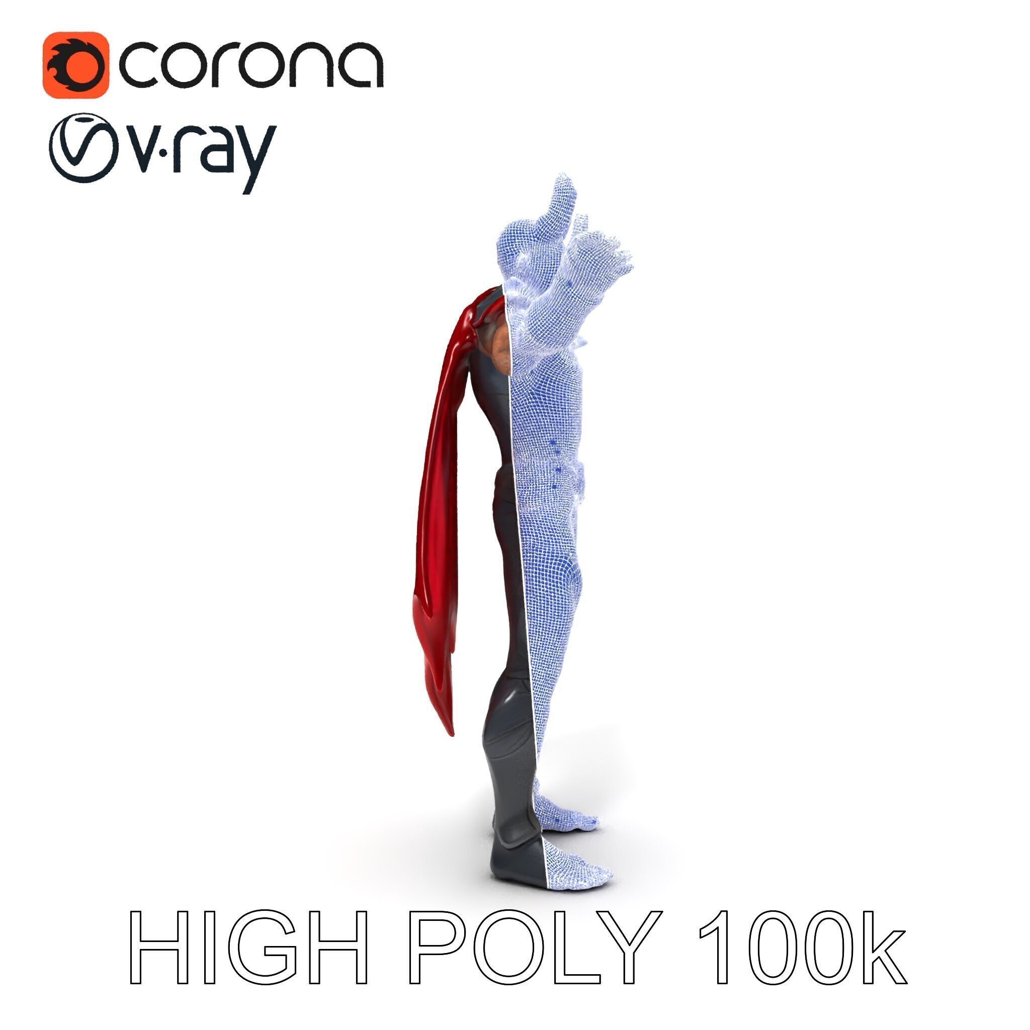 Demonic Warrior with Armor and Horns D Character Model Low-poly 3D model_19