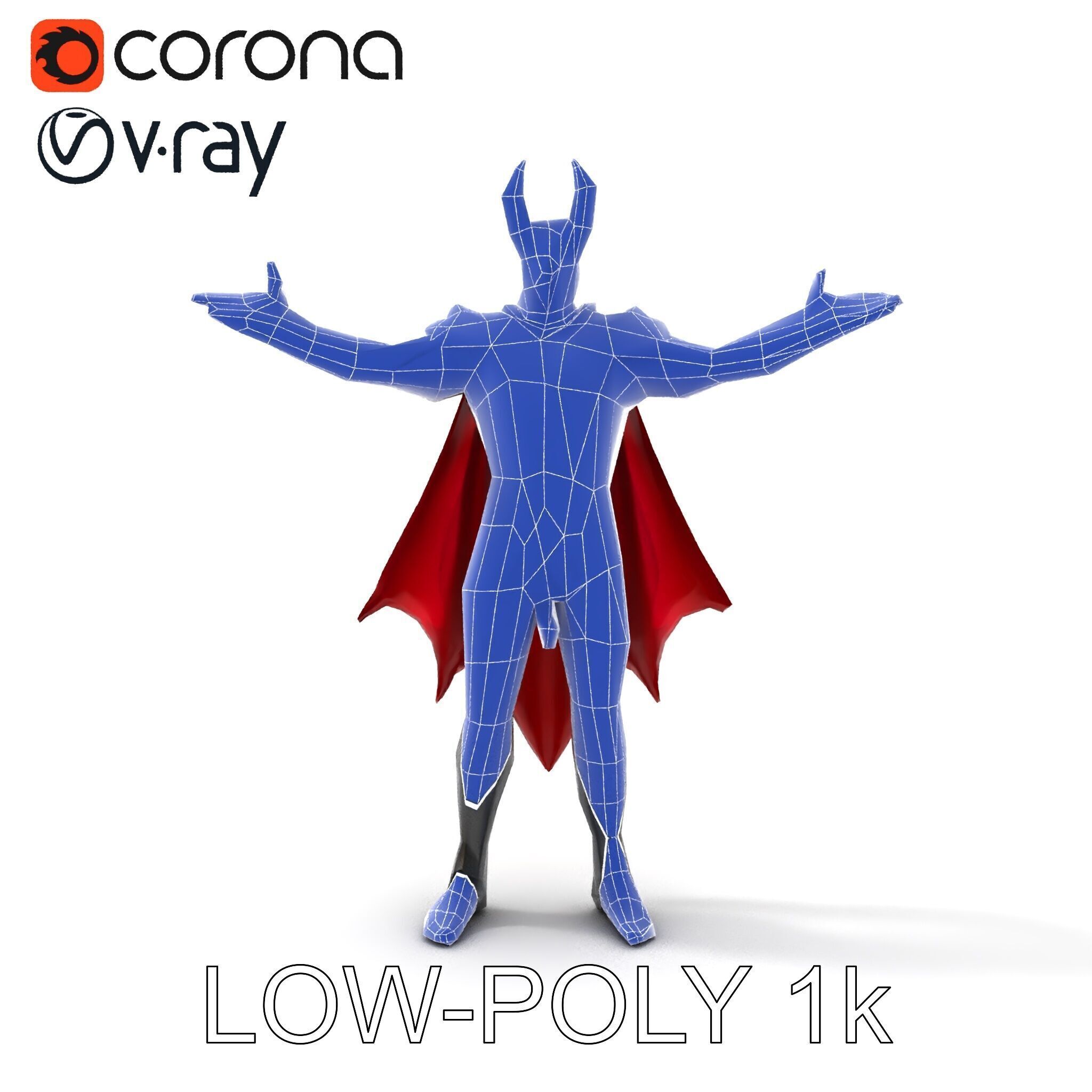 Demonic Warrior with Armor and Horns D Character Model Low-poly 3D model_21