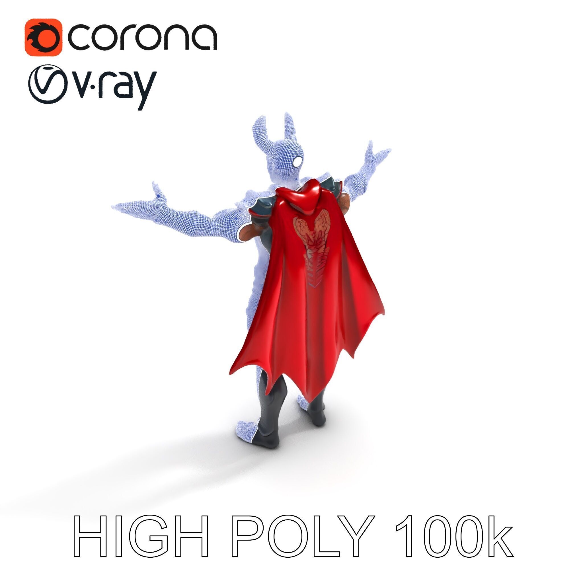 Demonic Warrior with Armor and Horns D Character Model Low-poly 3D model_8