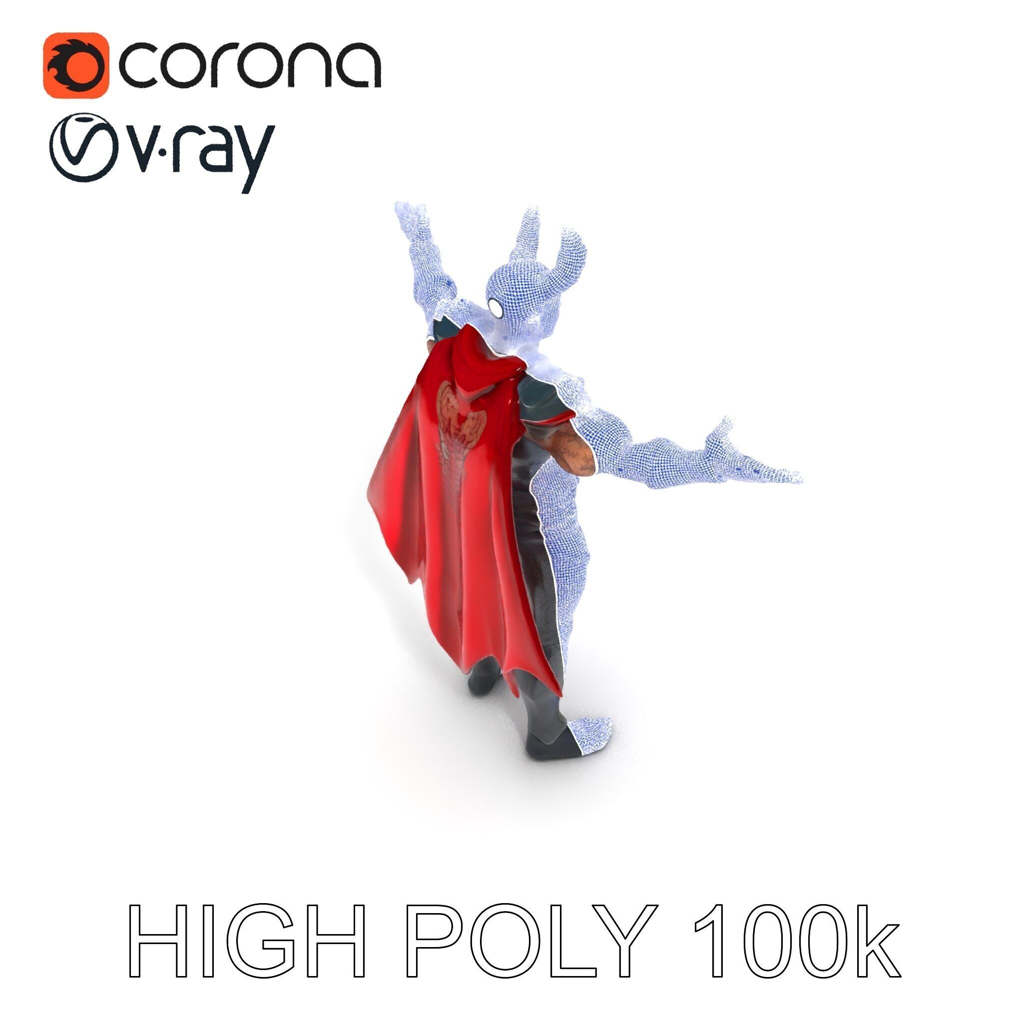 Demonic Warrior with Armor and Horns D Character Model Low-poly 3D model_16