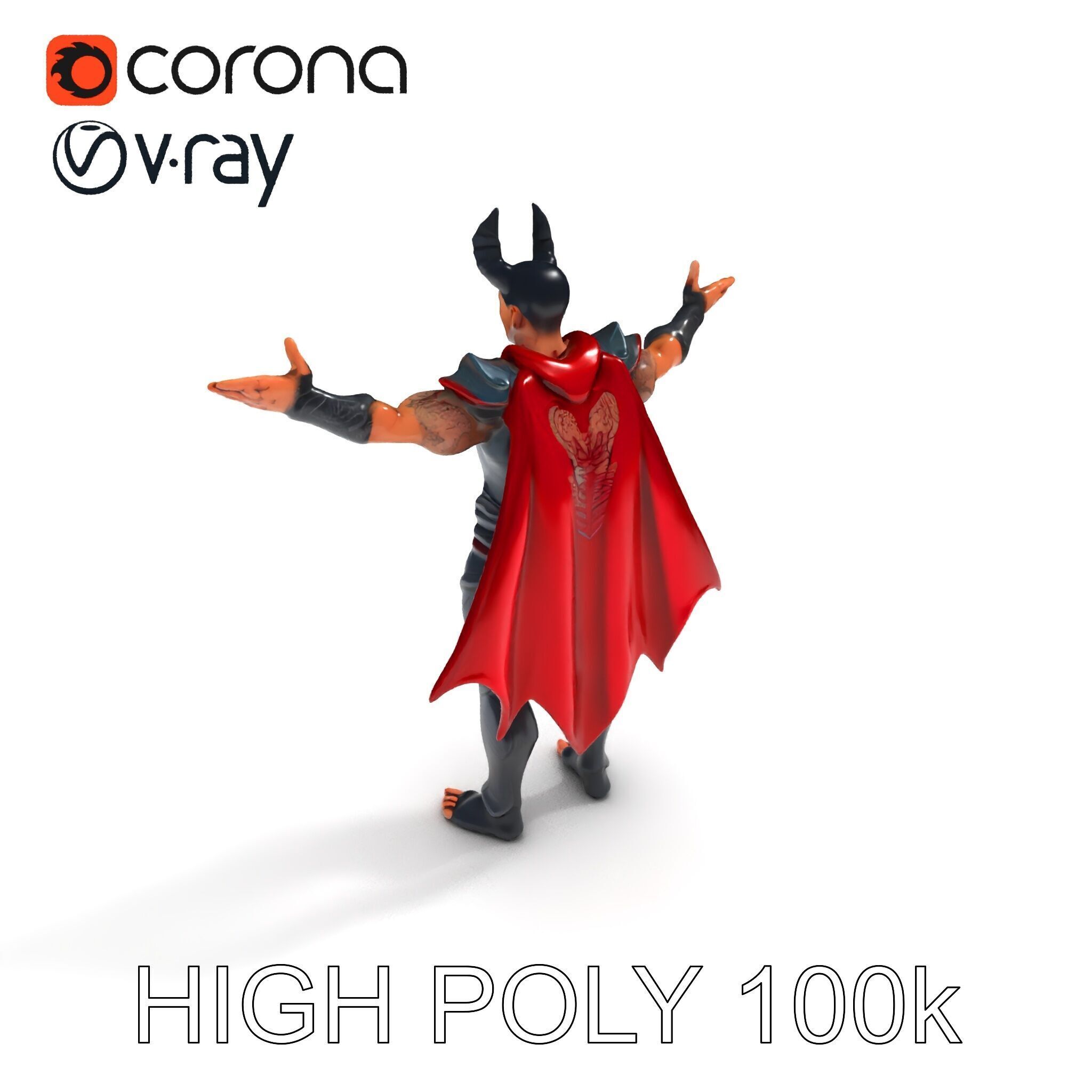 Demonic Warrior with Armor and Horns D Character Model Low-poly 3D model_22