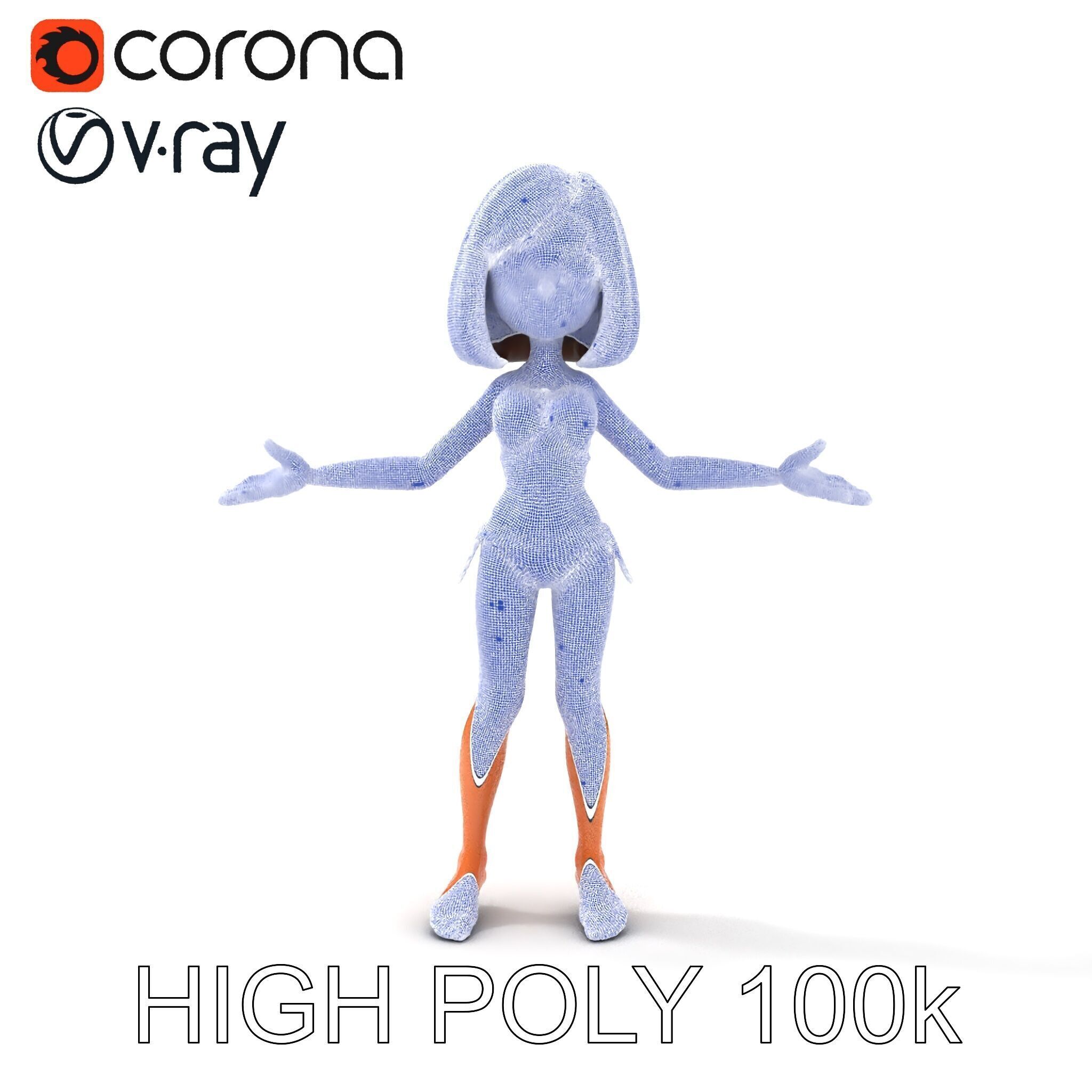 Stylized D Female Character in Red Bikini with PBR Textures Low-poly 3D model_19