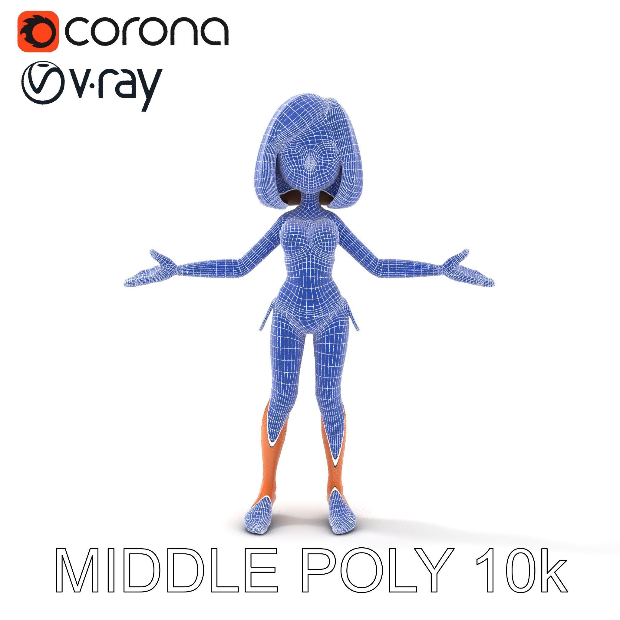 Stylized D Female Character in Red Bikini with PBR Textures Low-poly 3D model_28