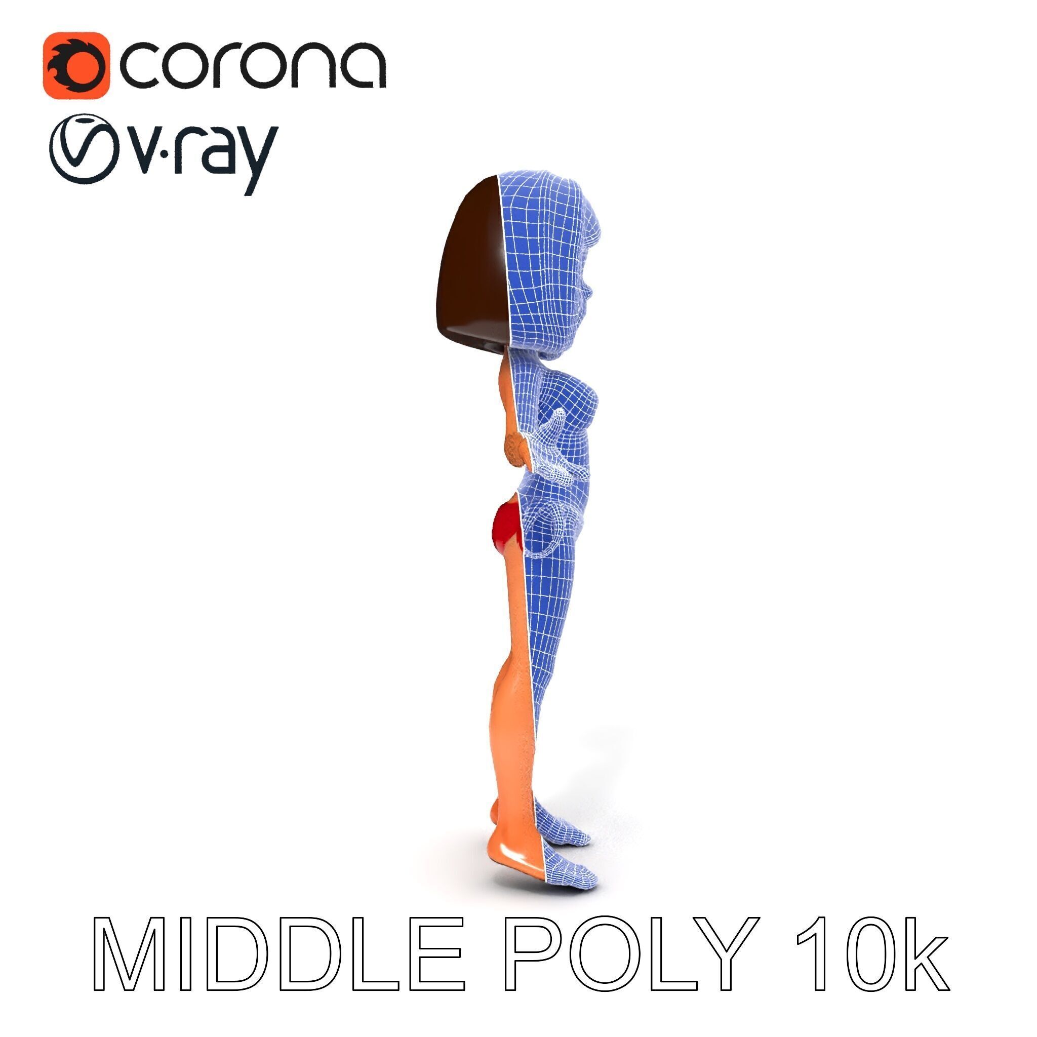 Stylized D Female Character in Red Bikini with PBR Textures Low-poly 3D model_20