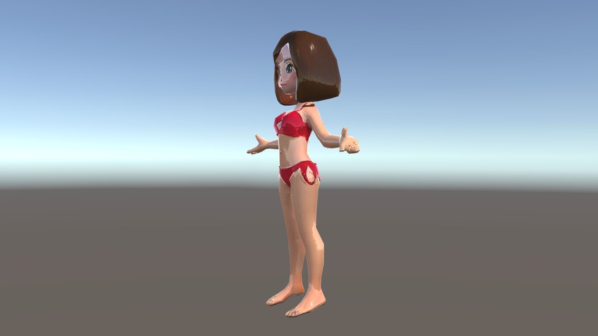 Stylized D Female Character in Red Bikini with PBR Textures Low-poly 3D model_15