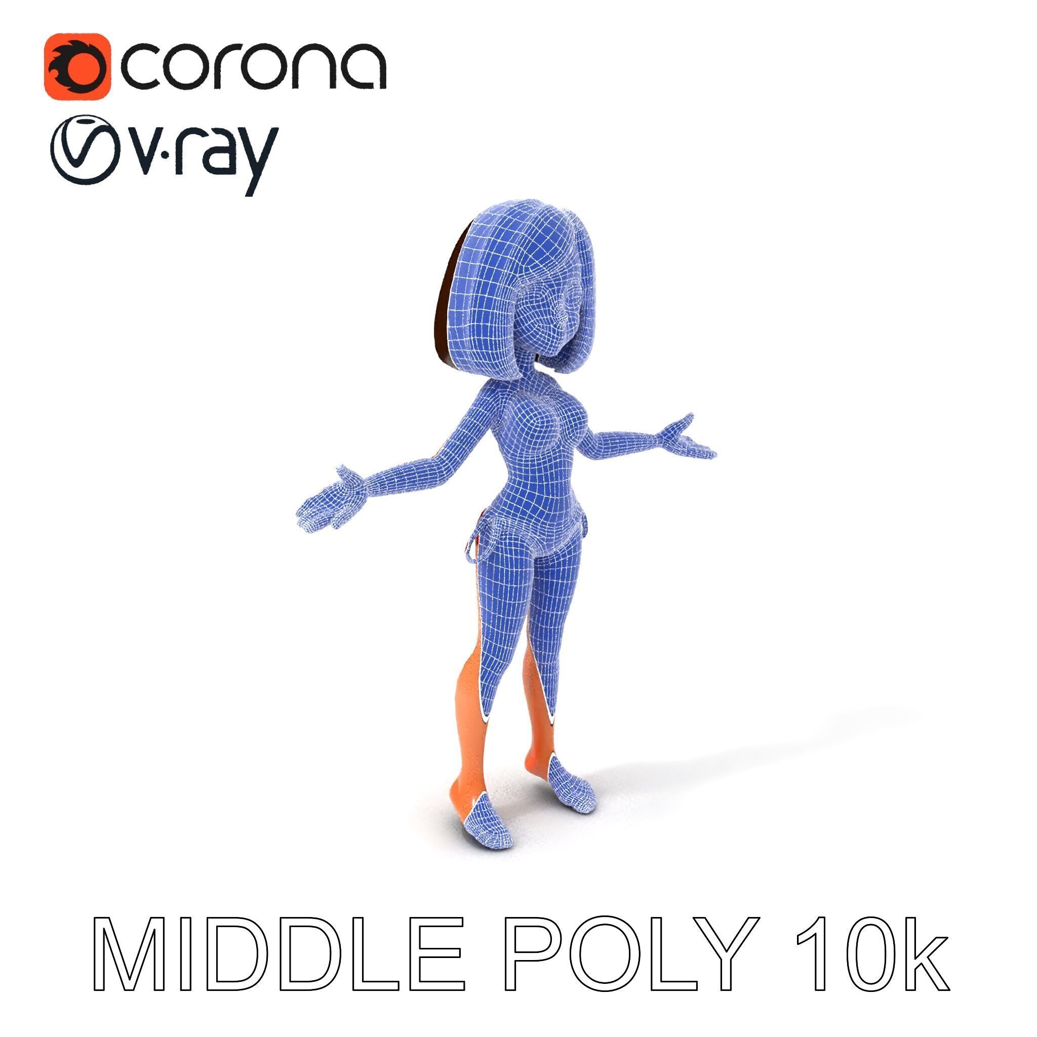 Stylized D Female Character in Red Bikini with PBR Textures Low-poly 3D model_26