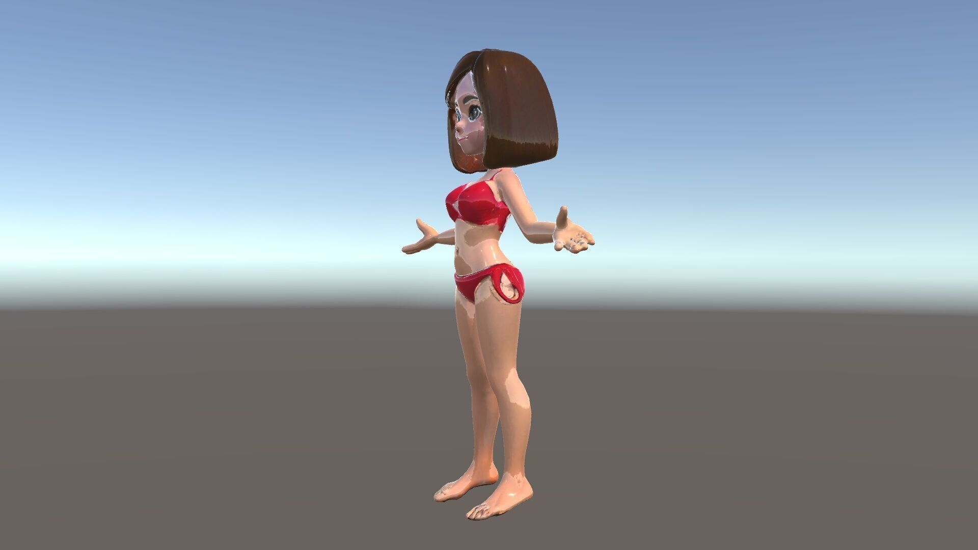 Stylized D Female Character in Red Bikini with PBR Textures Low-poly 3D model_30