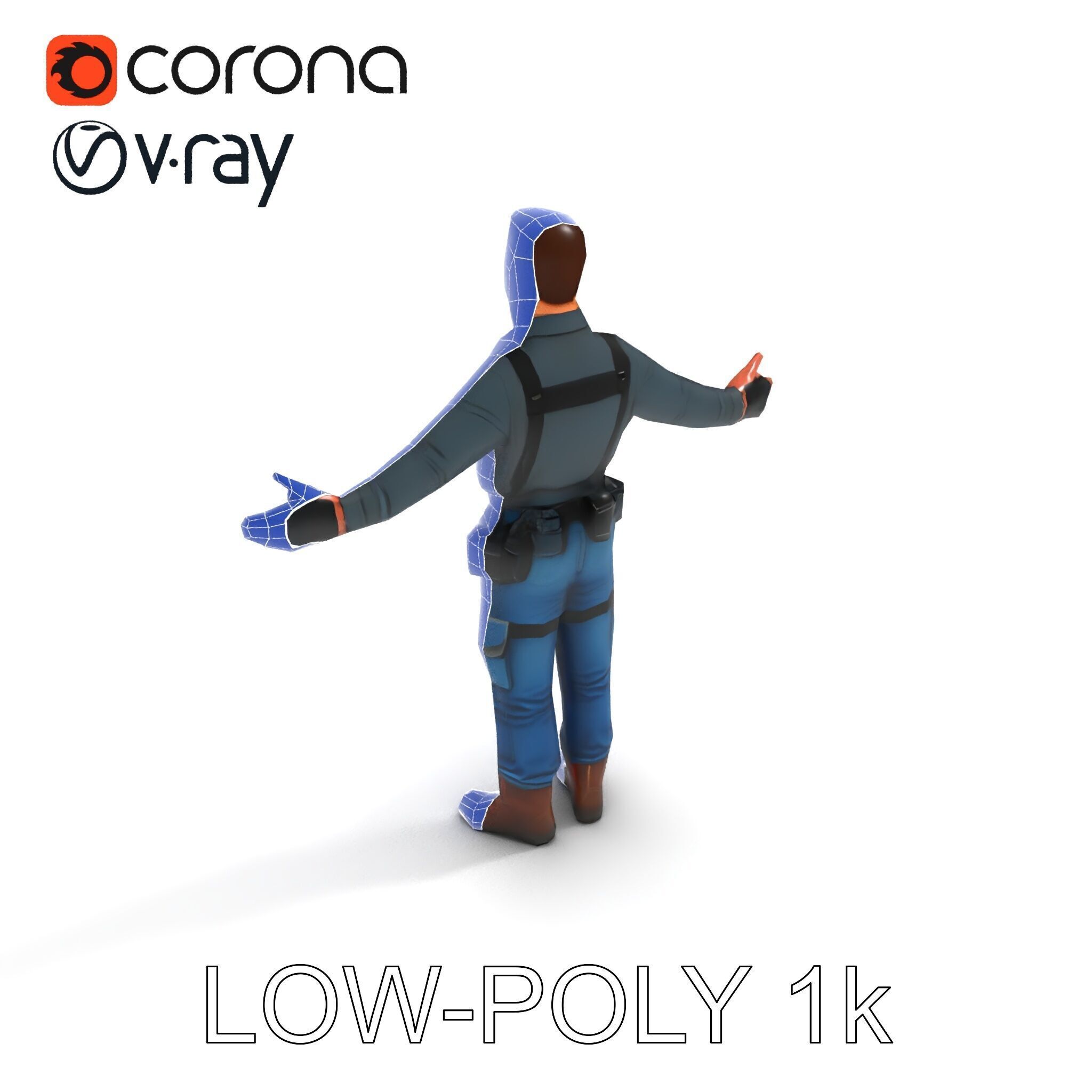 Explorer D Character Model with Adventureready Outfit Low-poly 3D model_27