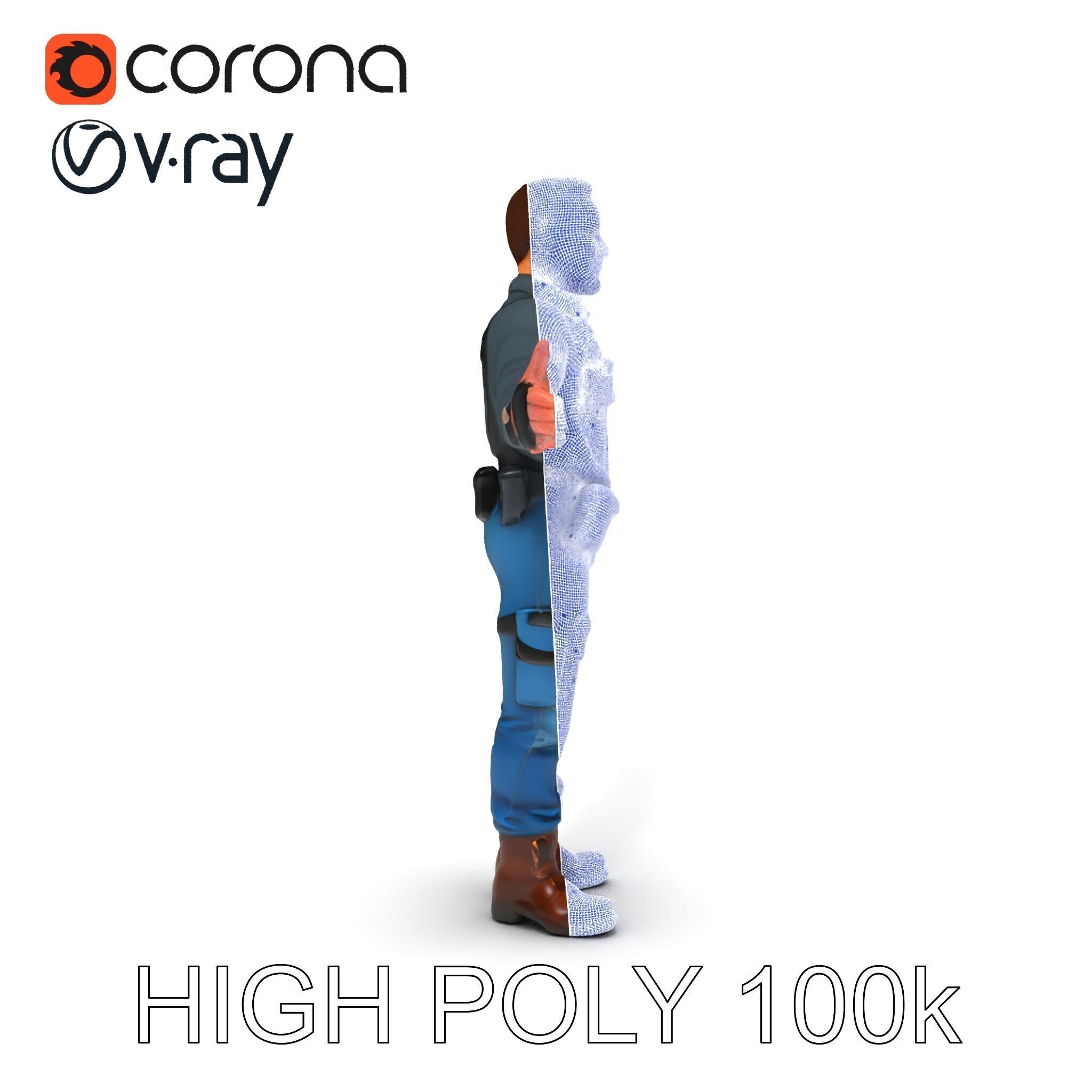 Explorer D Character Model with Adventureready Outfit Low-poly 3D model_16