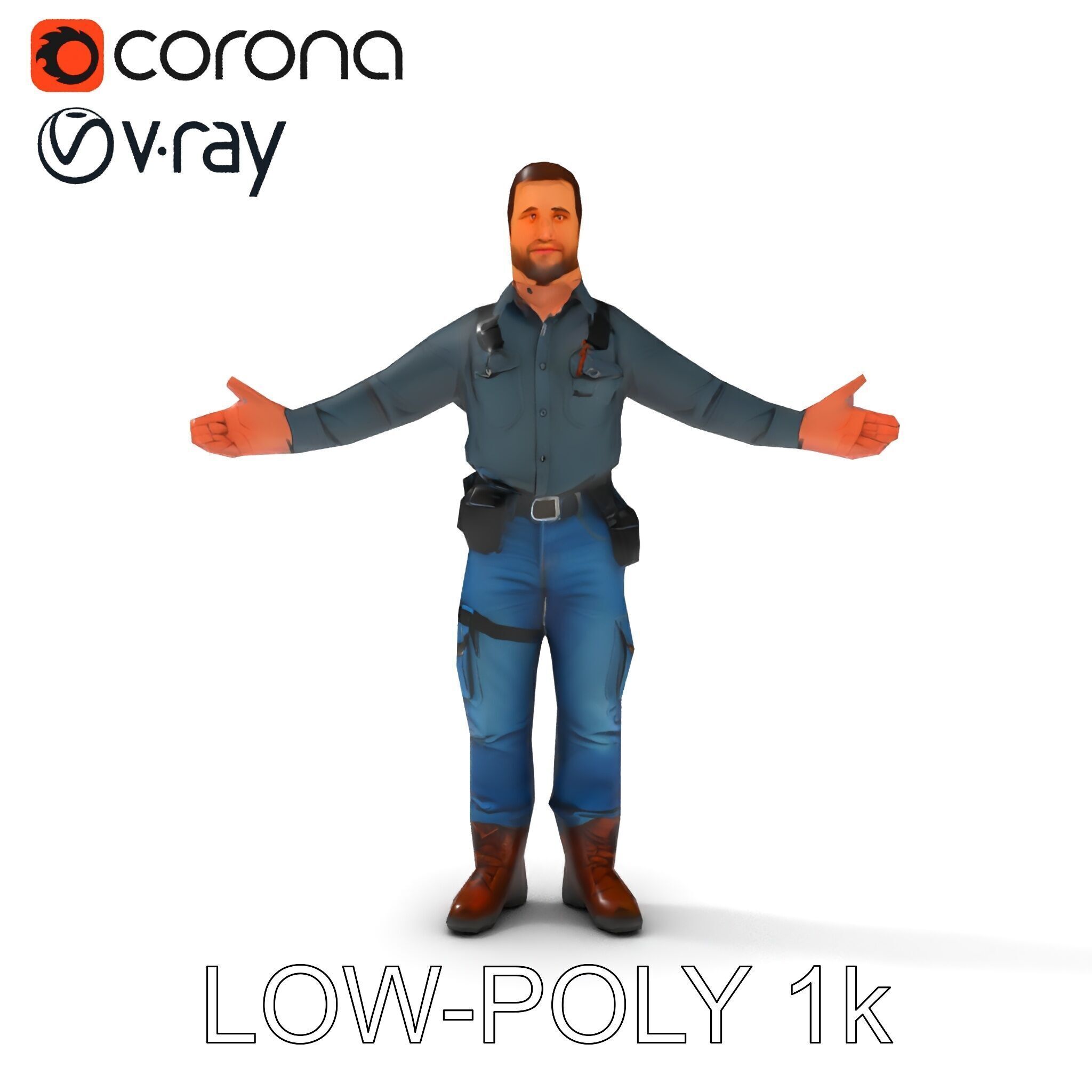 Explorer D Character Model with Adventureready Outfit Low-poly 3D model_18