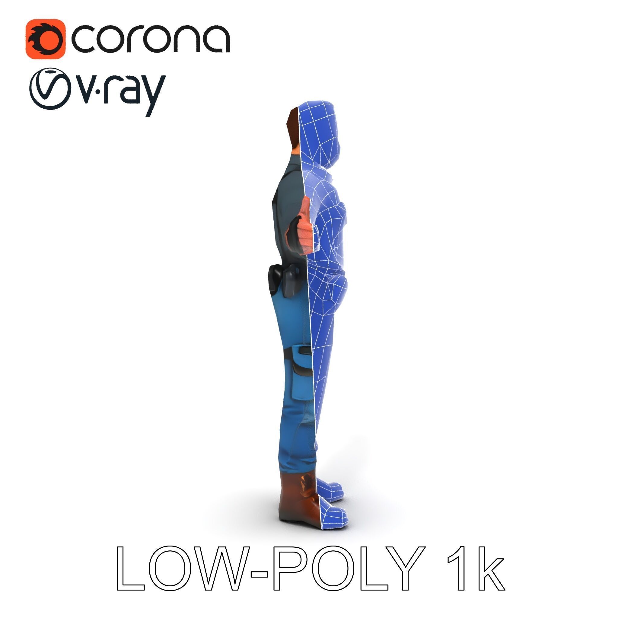 Explorer D Character Model with Adventureready Outfit Low-poly 3D model_30