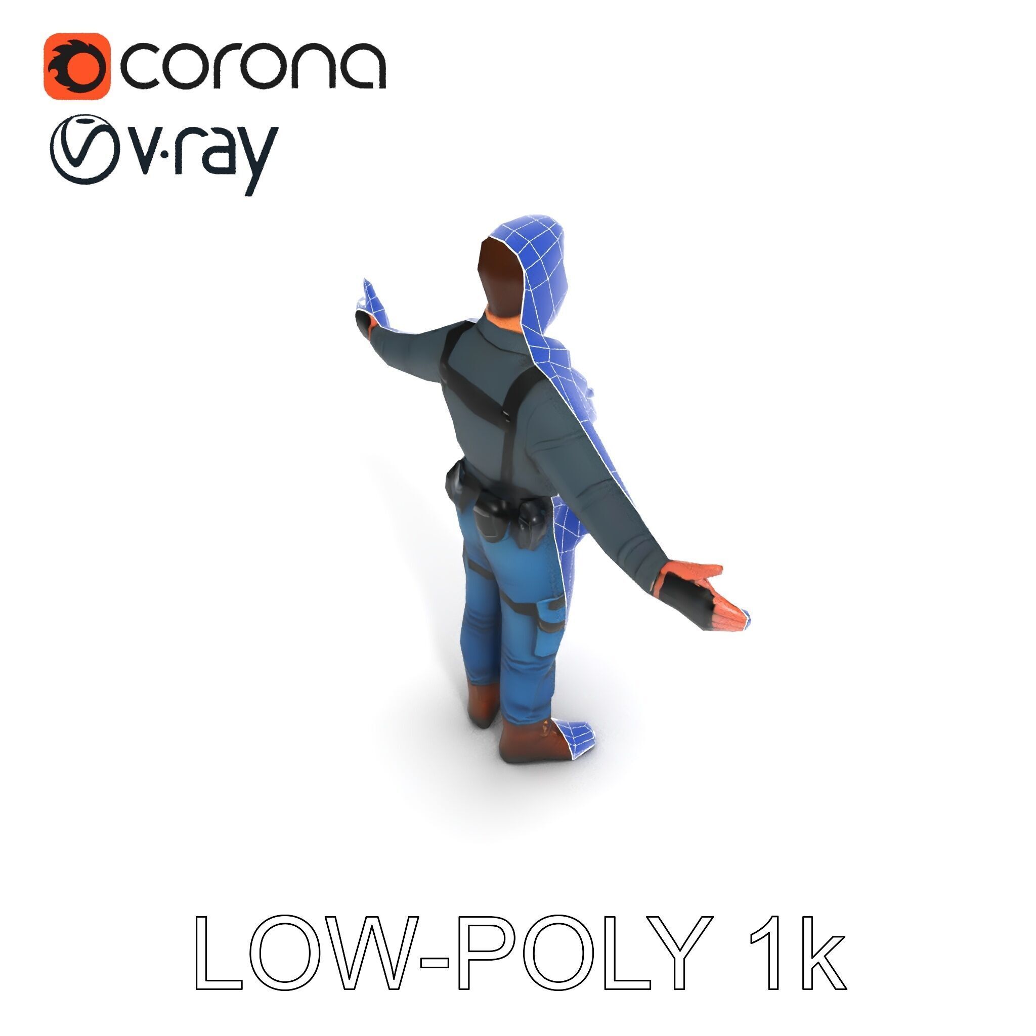 Explorer D Character Model with Adventureready Outfit Low-poly 3D model_25