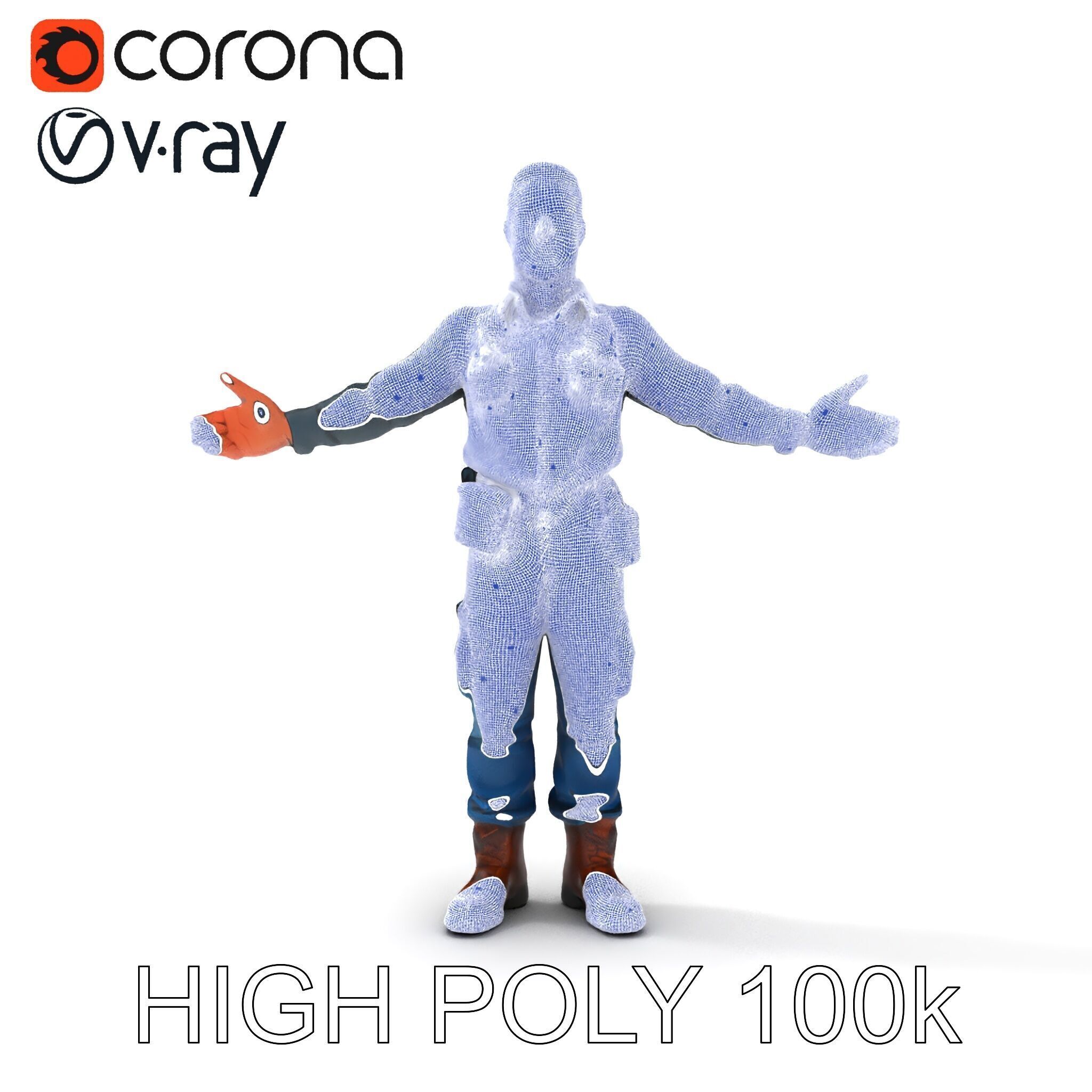 Explorer D Character Model with Adventureready Outfit Low-poly 3D model_13