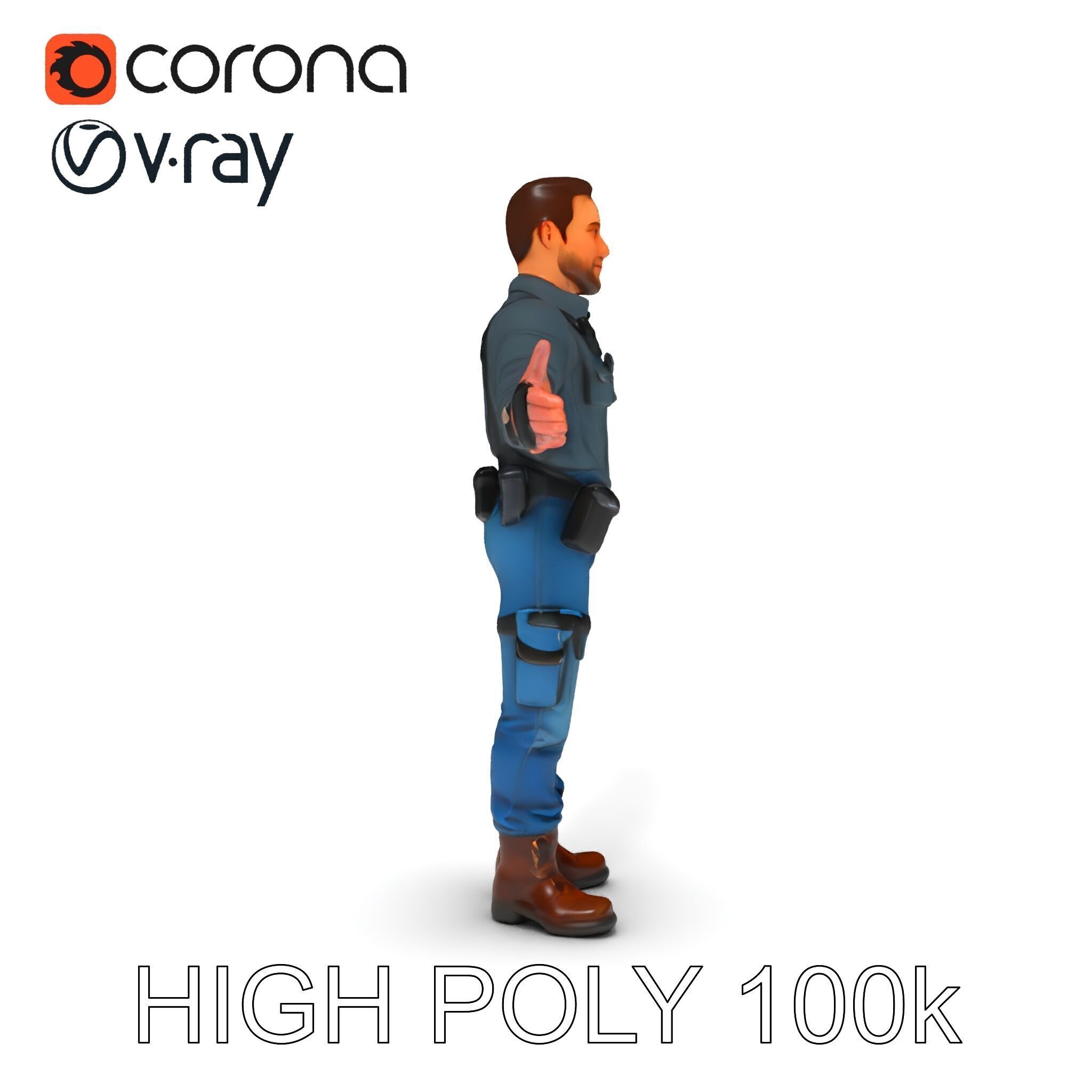 Explorer D Character Model with Adventureready Outfit Low-poly 3D model_28