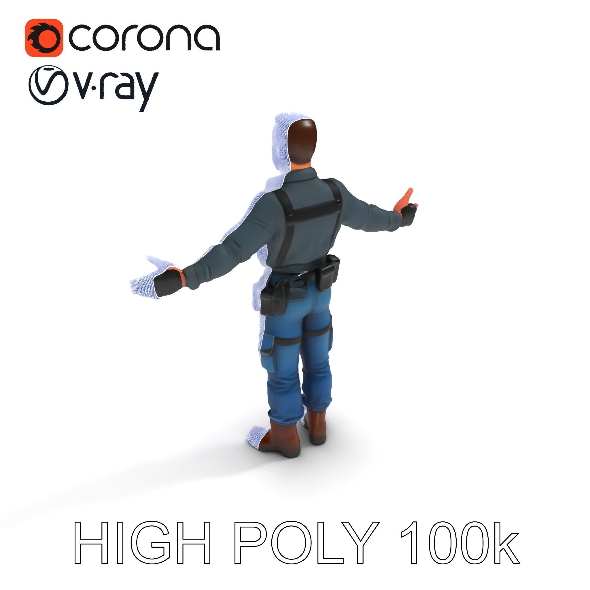 Explorer D Character Model with Adventureready Outfit Low-poly 3D model_34