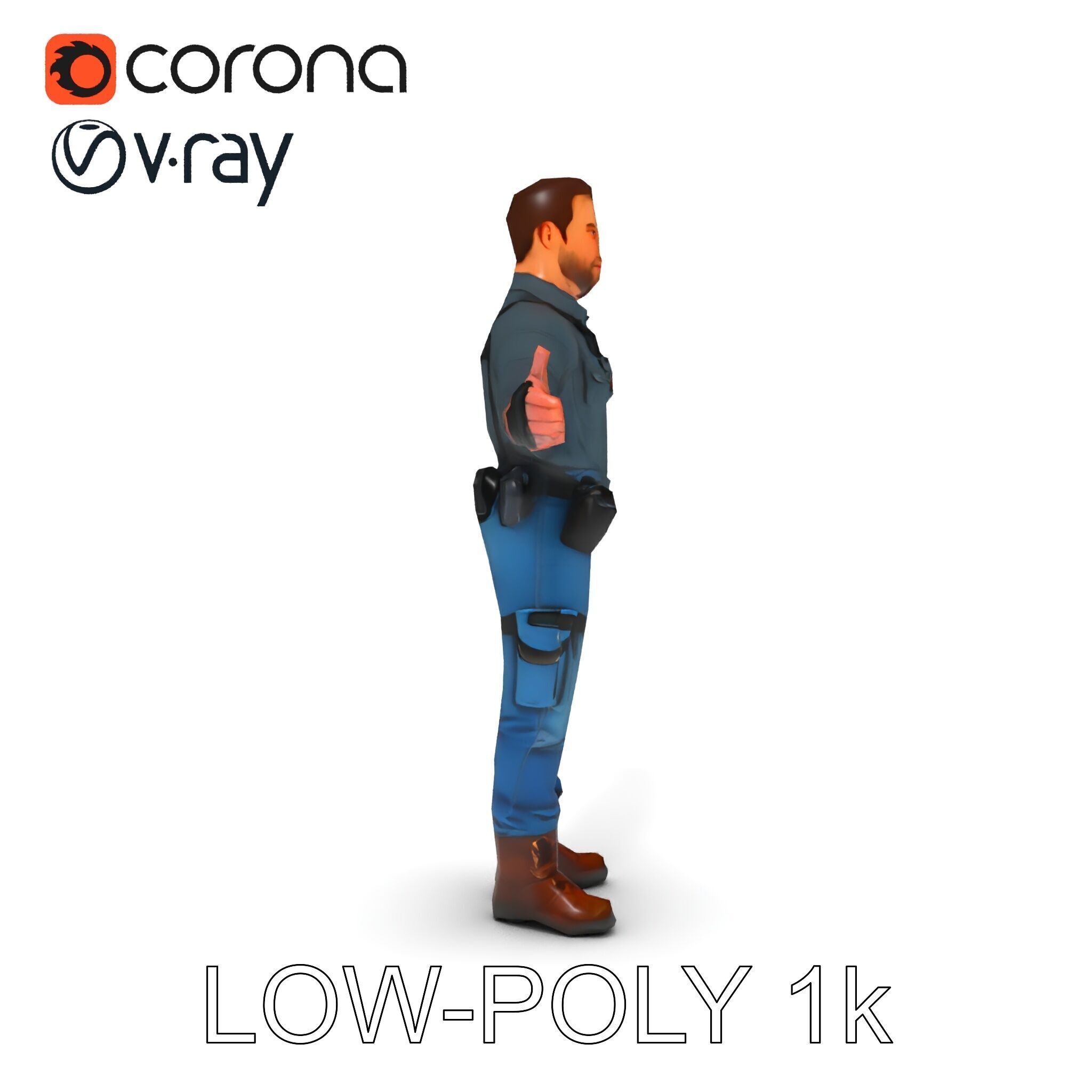 Explorer D Character Model with Adventureready Outfit Low-poly 3D model_10