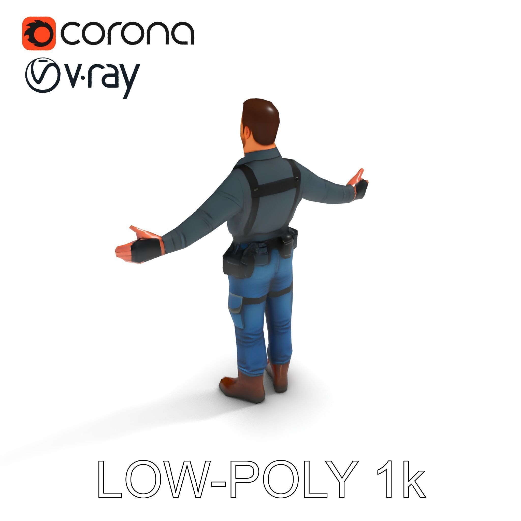 Explorer D Character Model with Adventureready Outfit Low-poly 3D model_7