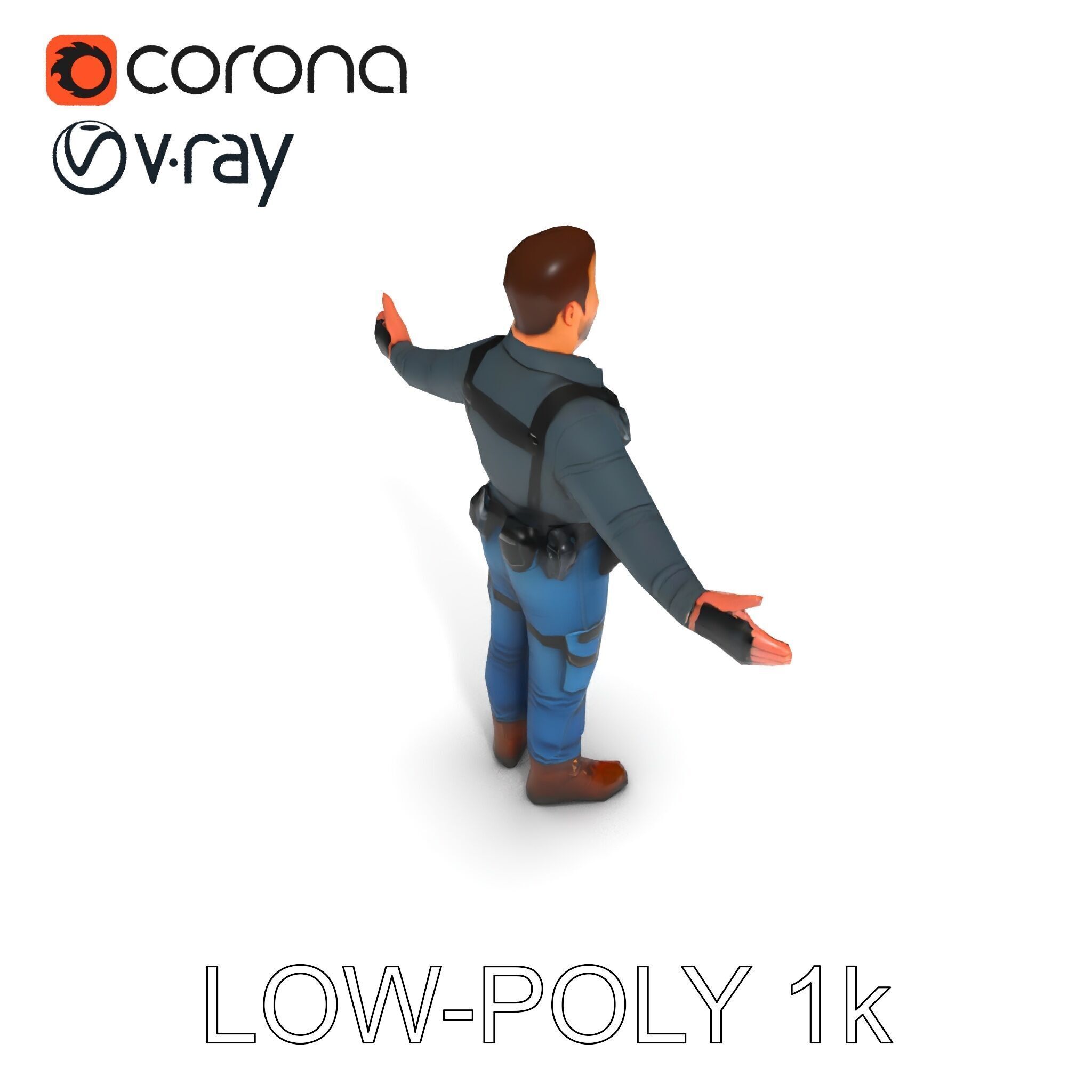 Explorer D Character Model with Adventureready Outfit Low-poly 3D model_21