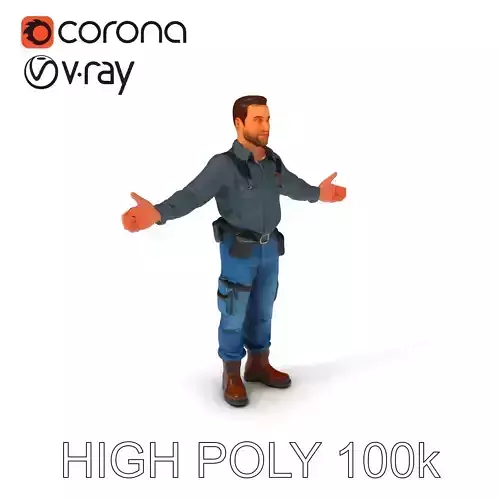 Explorer D Character Model with Adventureready Outfit Low-poly 3D model