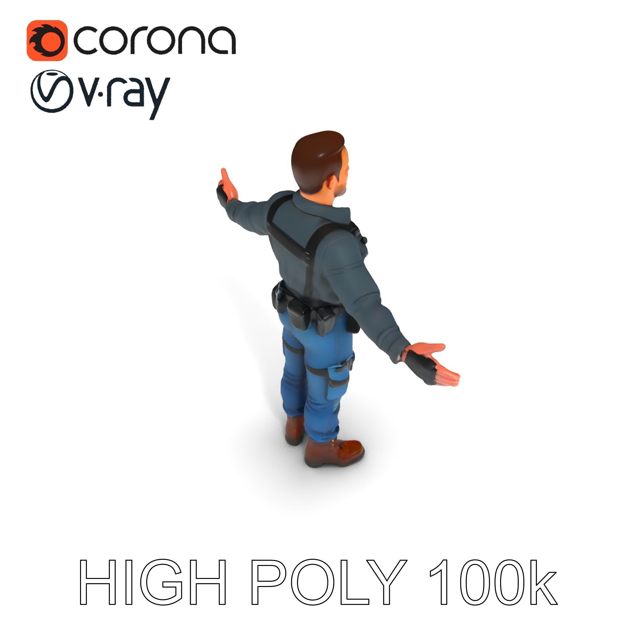 Explorer D Character Model with Adventureready Outfit Low-poly 3D model_19