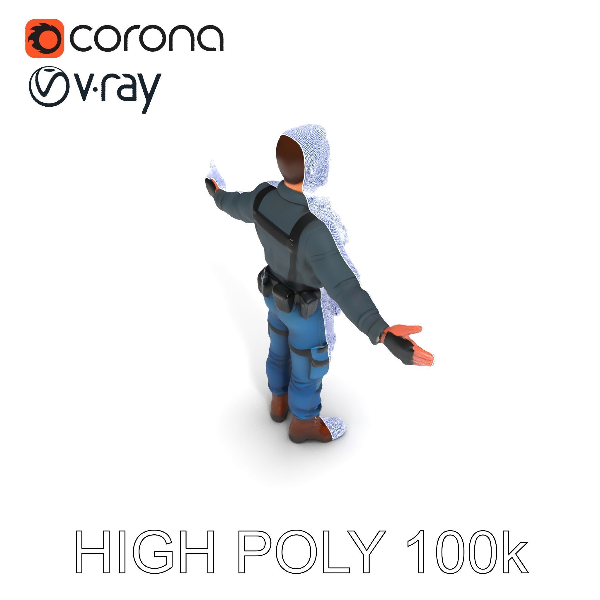 Explorer D Character Model with Adventureready Outfit Low-poly 3D model_36
