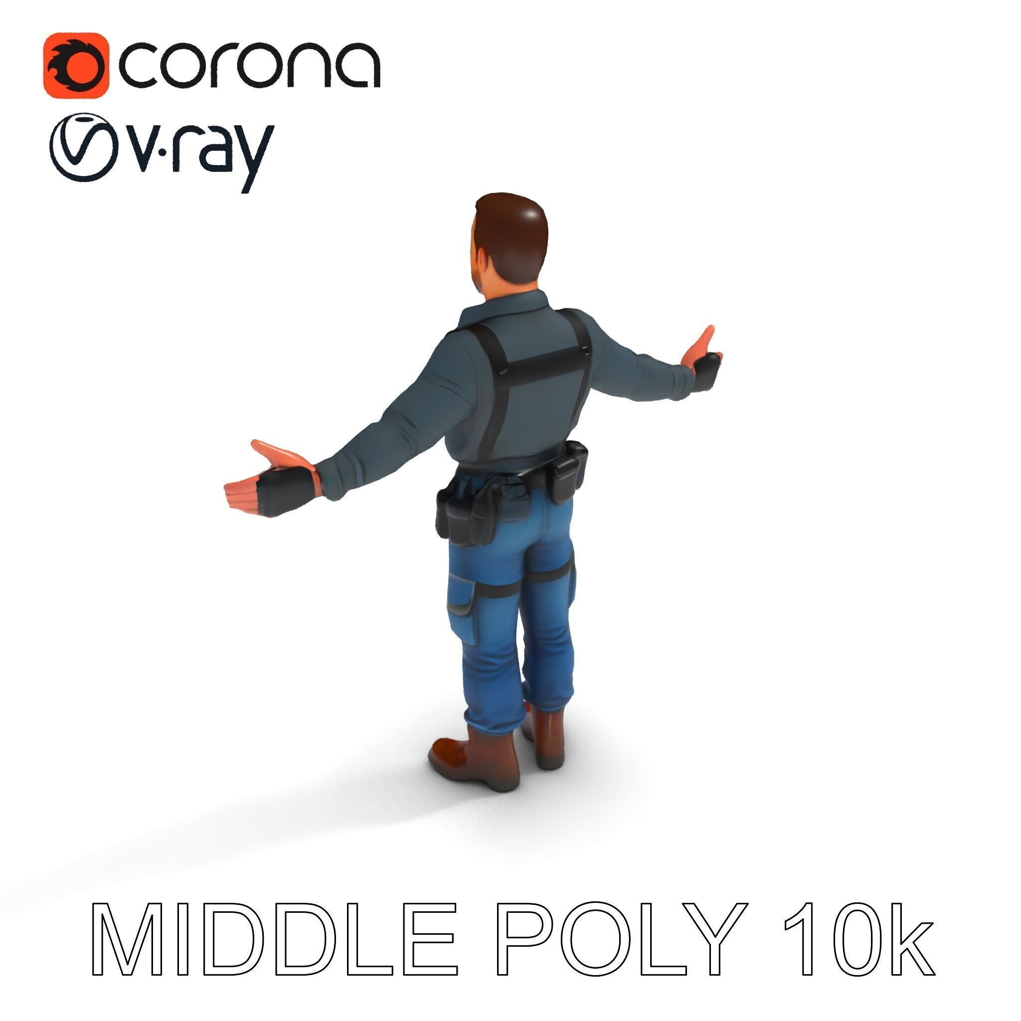 Explorer D Character Model with Adventureready Outfit Low-poly 3D model_29