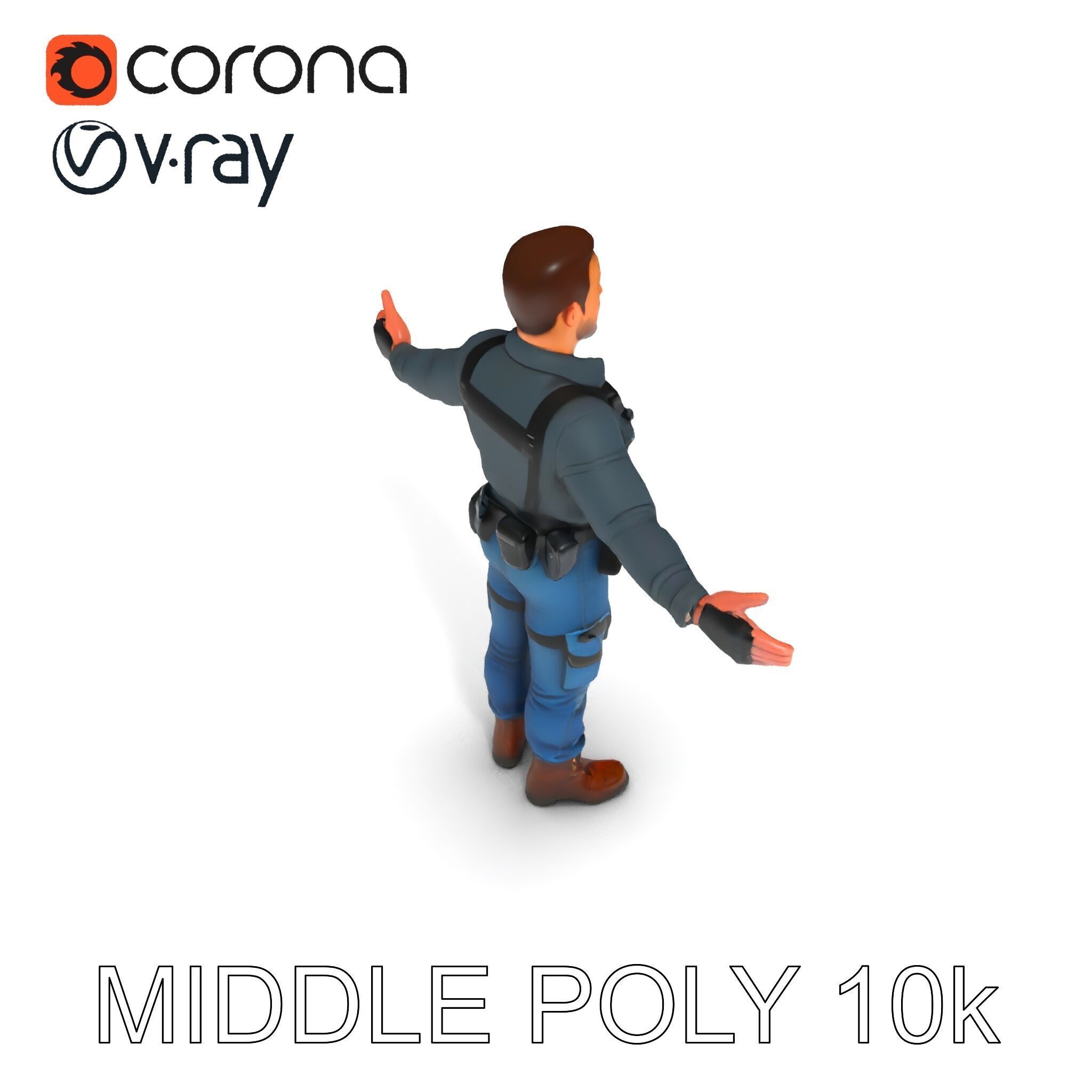 Explorer D Character Model with Adventureready Outfit Low-poly 3D model_9