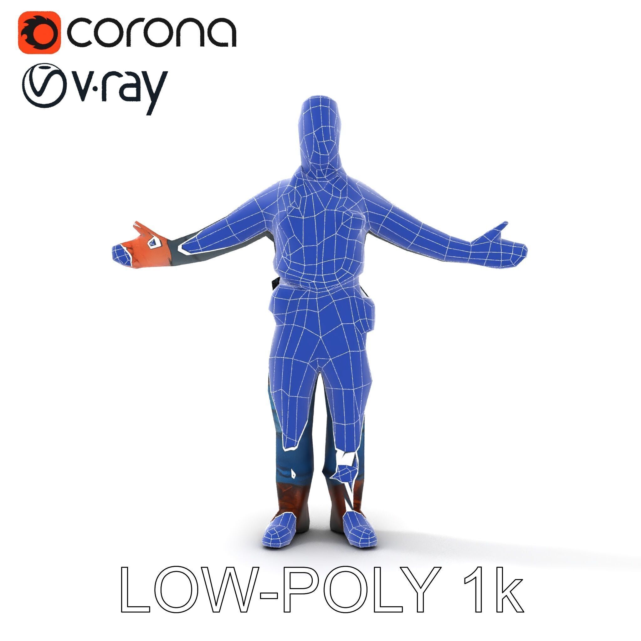 Explorer D Character Model with Adventureready Outfit Low-poly 3D model_23