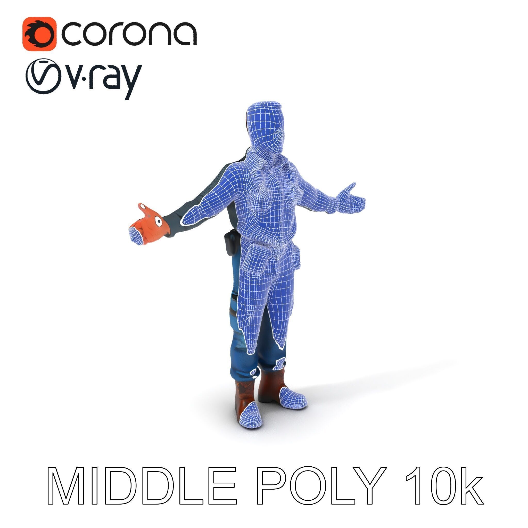 Explorer D Character Model with Adventureready Outfit Low-poly 3D model_17